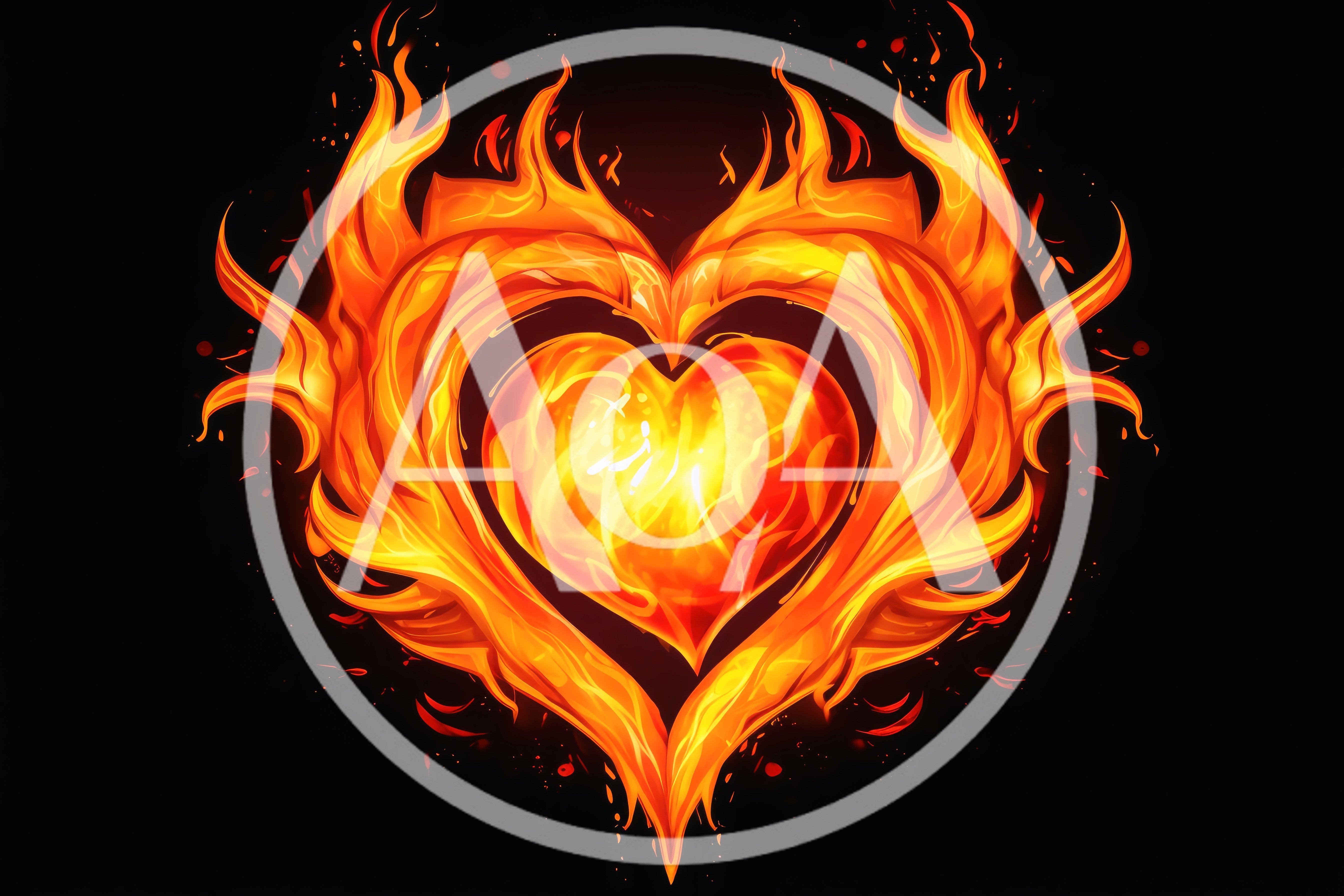 Fiery Heart Shape Made Of Burning Flames