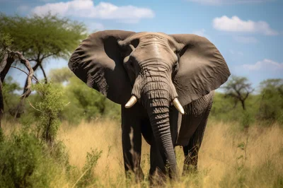 African Elephant Standing In The Savanna