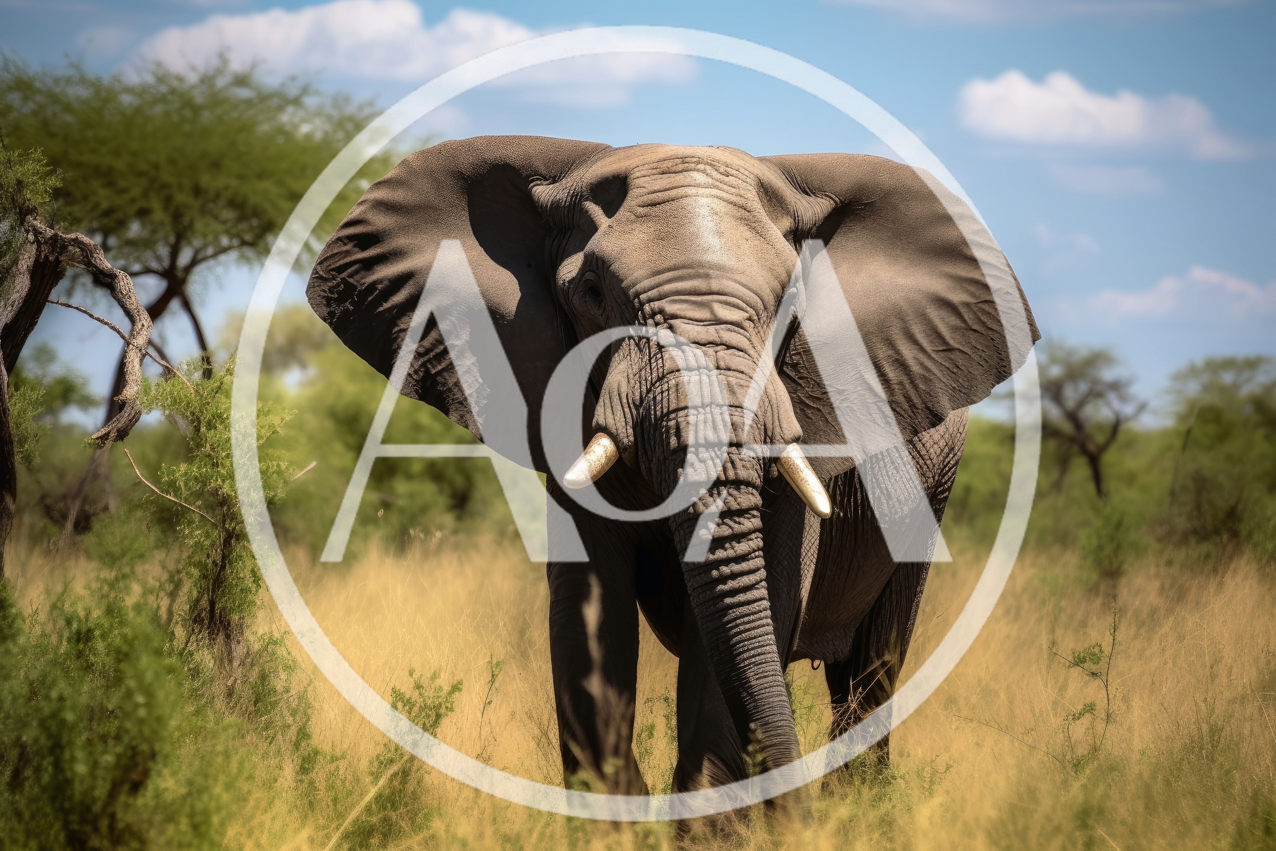 African Elephant Standing In The Savanna