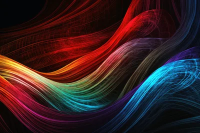 Abstract Flowing Colorful Light Waves Background