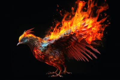 Majestic Phoenix Bird Engulfed In Vibrant Flames