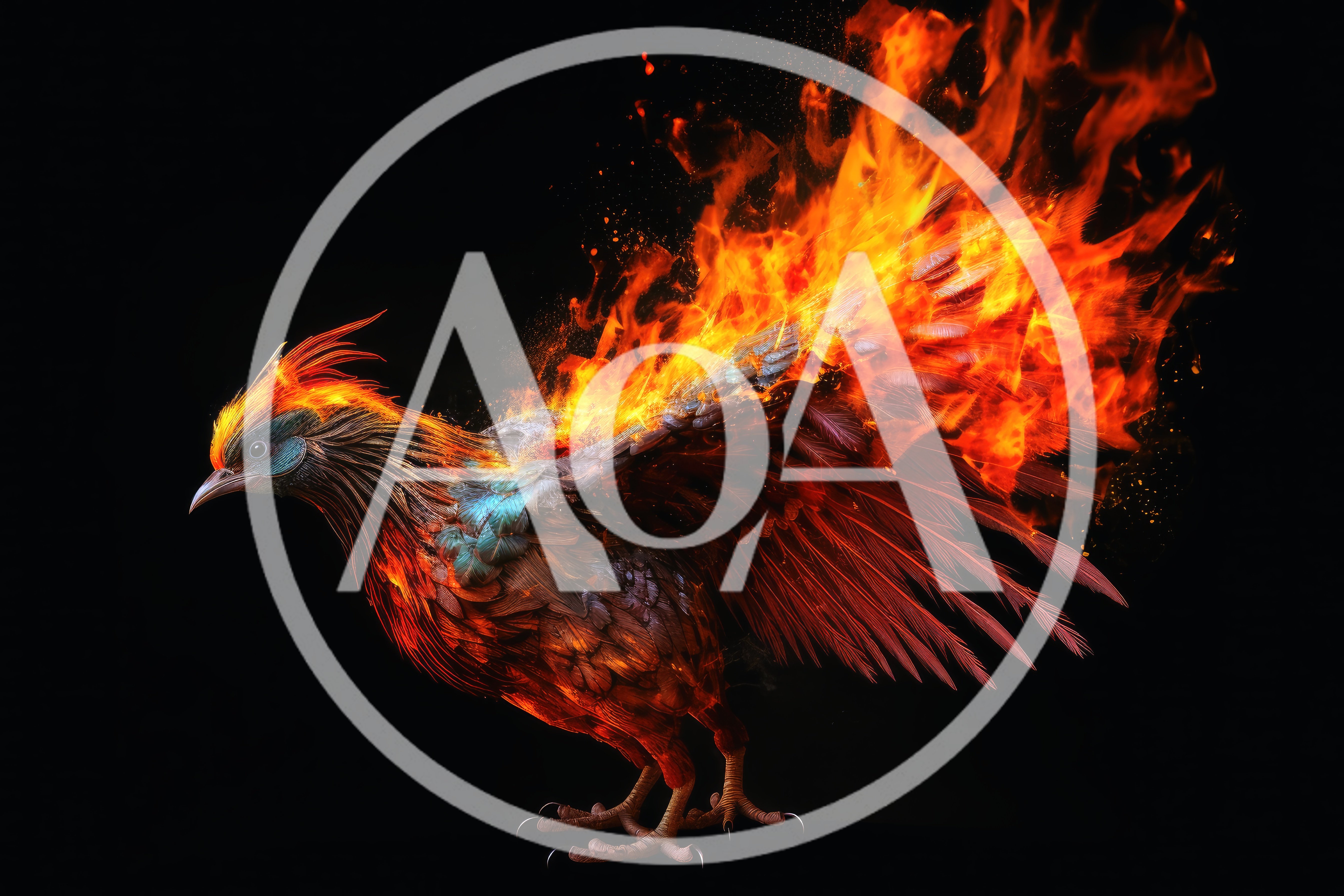 Majestic Phoenix Bird Engulfed In Vibrant Flames