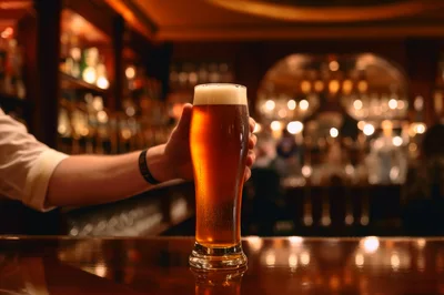 Bartender Serving A Cold Glass Of Beer