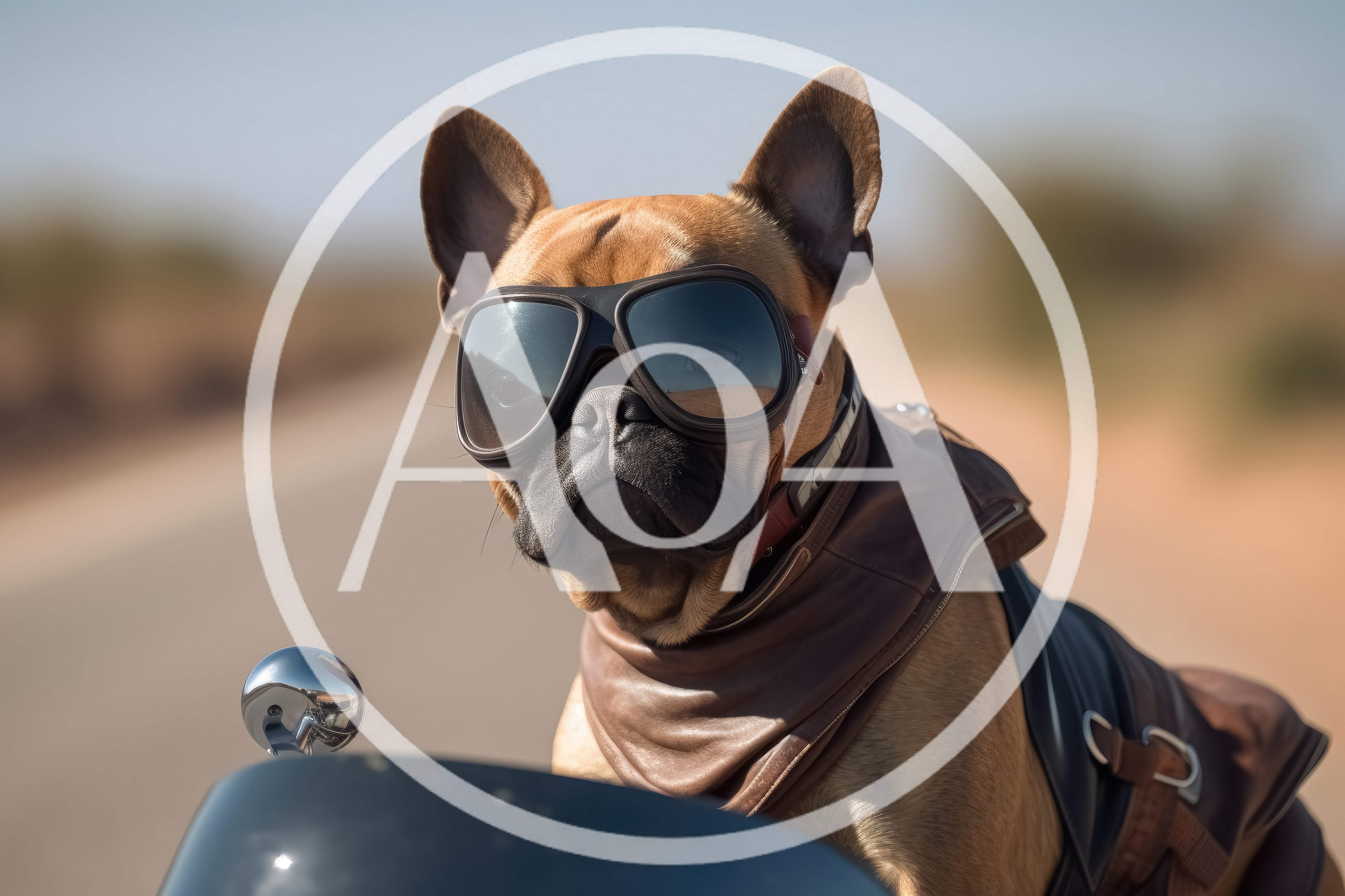 French Bulldog Wearing Aviator Goggles On A Motorcycle