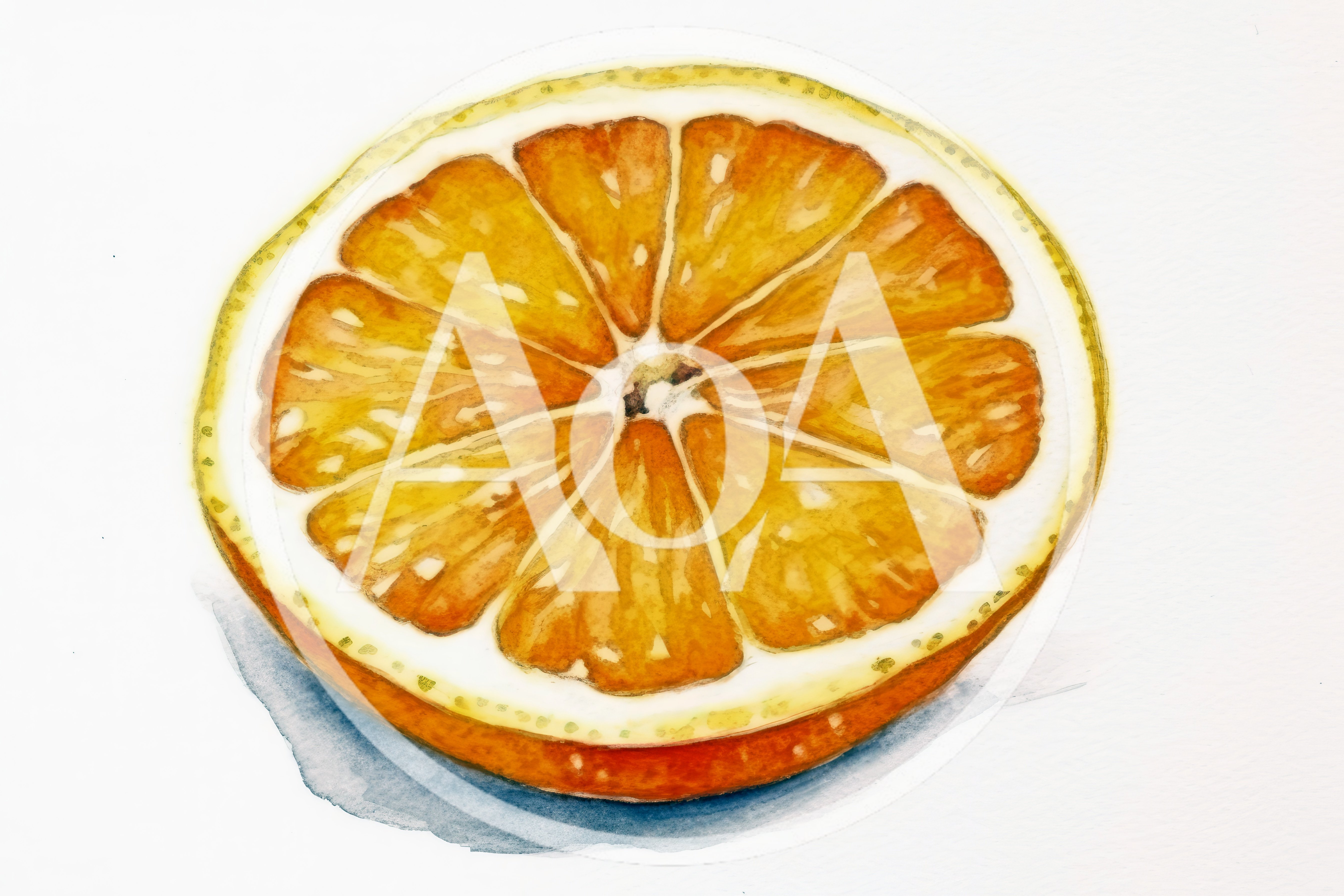 Watercolor Illustration Of A Sliced Orange Fruit