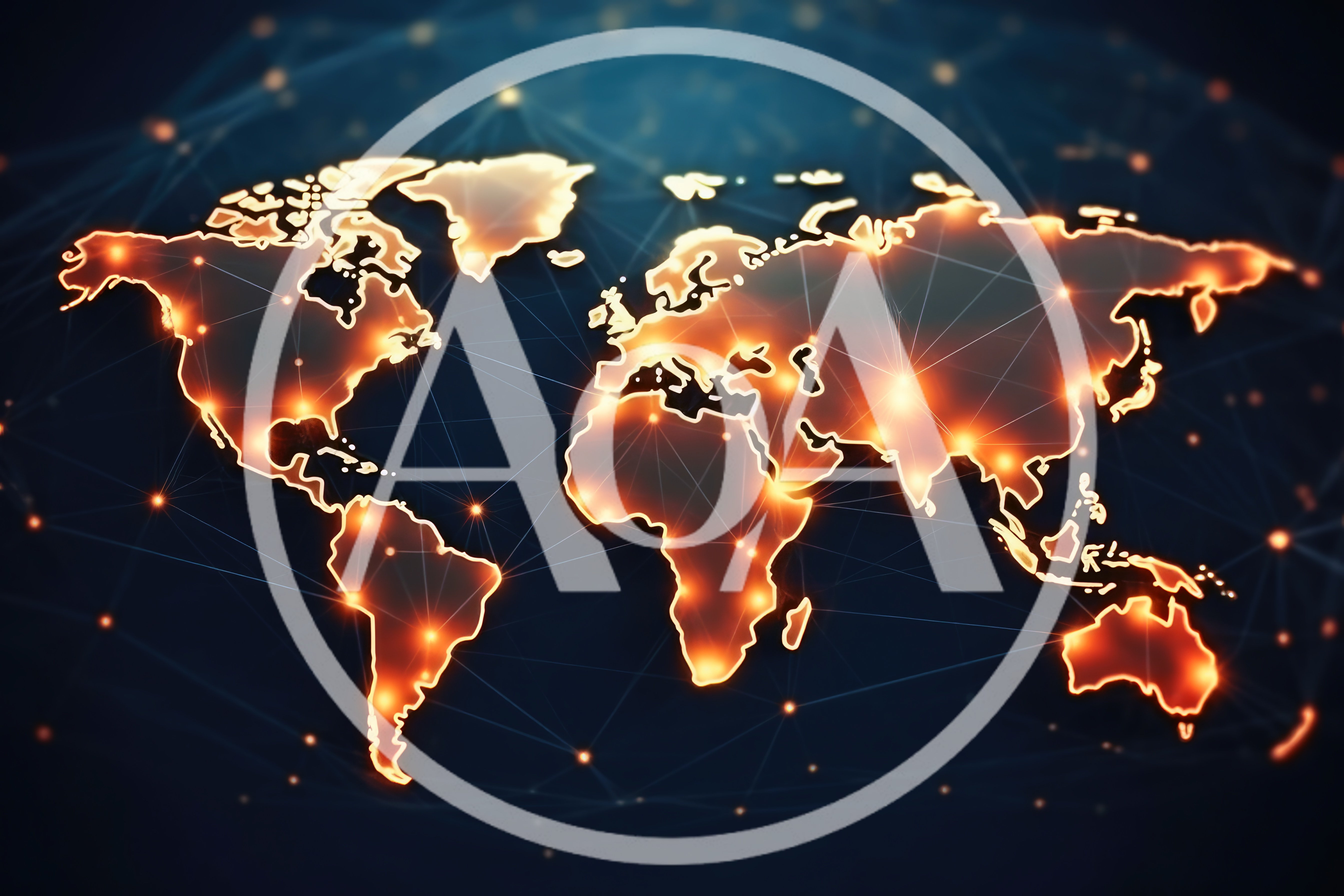 Digital World Map With Glowing Network Connections