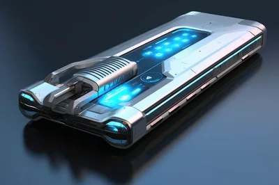 Futuristic Sci-Fi Electronic Device With Glowing Blue Interface