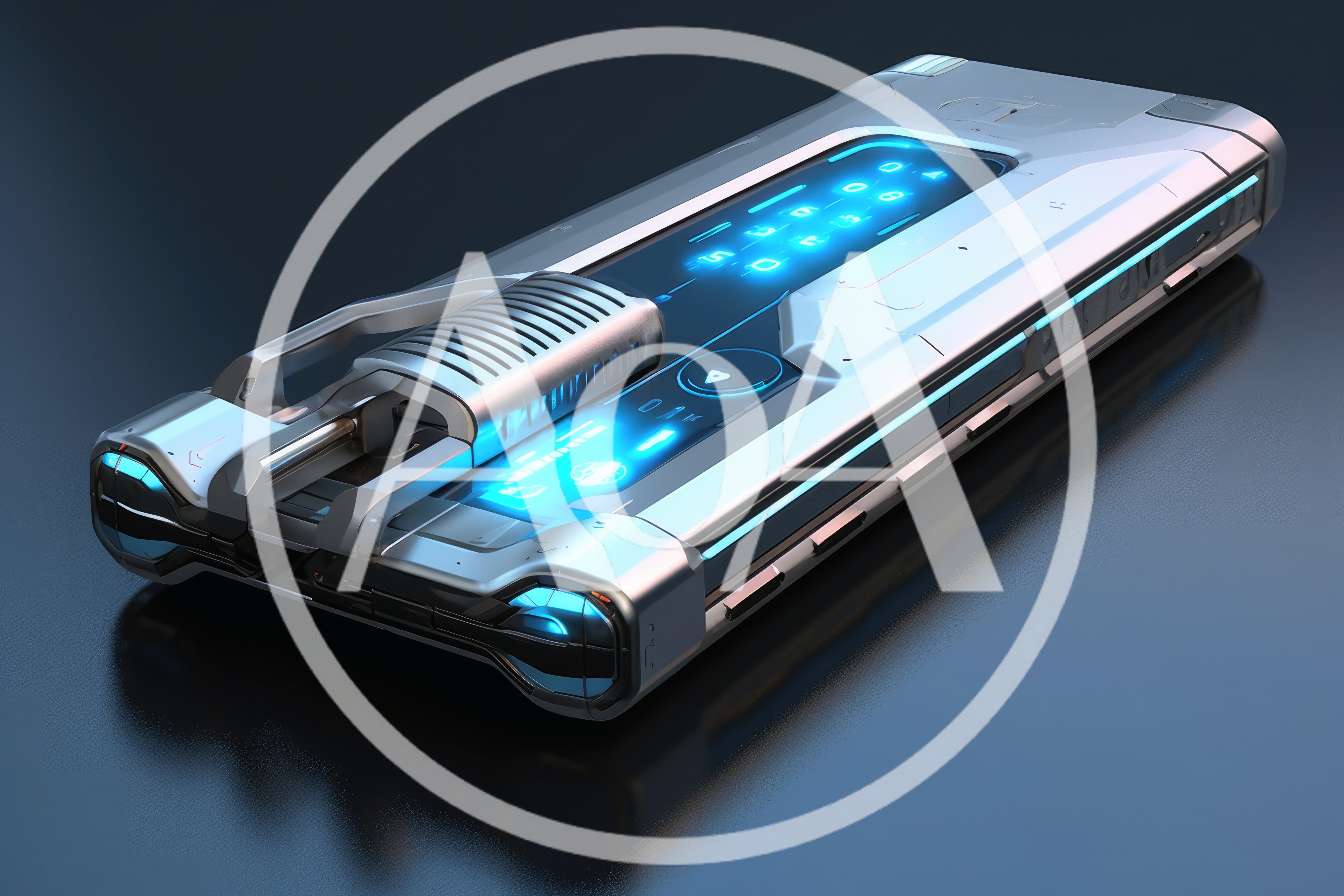 Futuristic Sci-Fi Electronic Device With Glowing Blue Interface