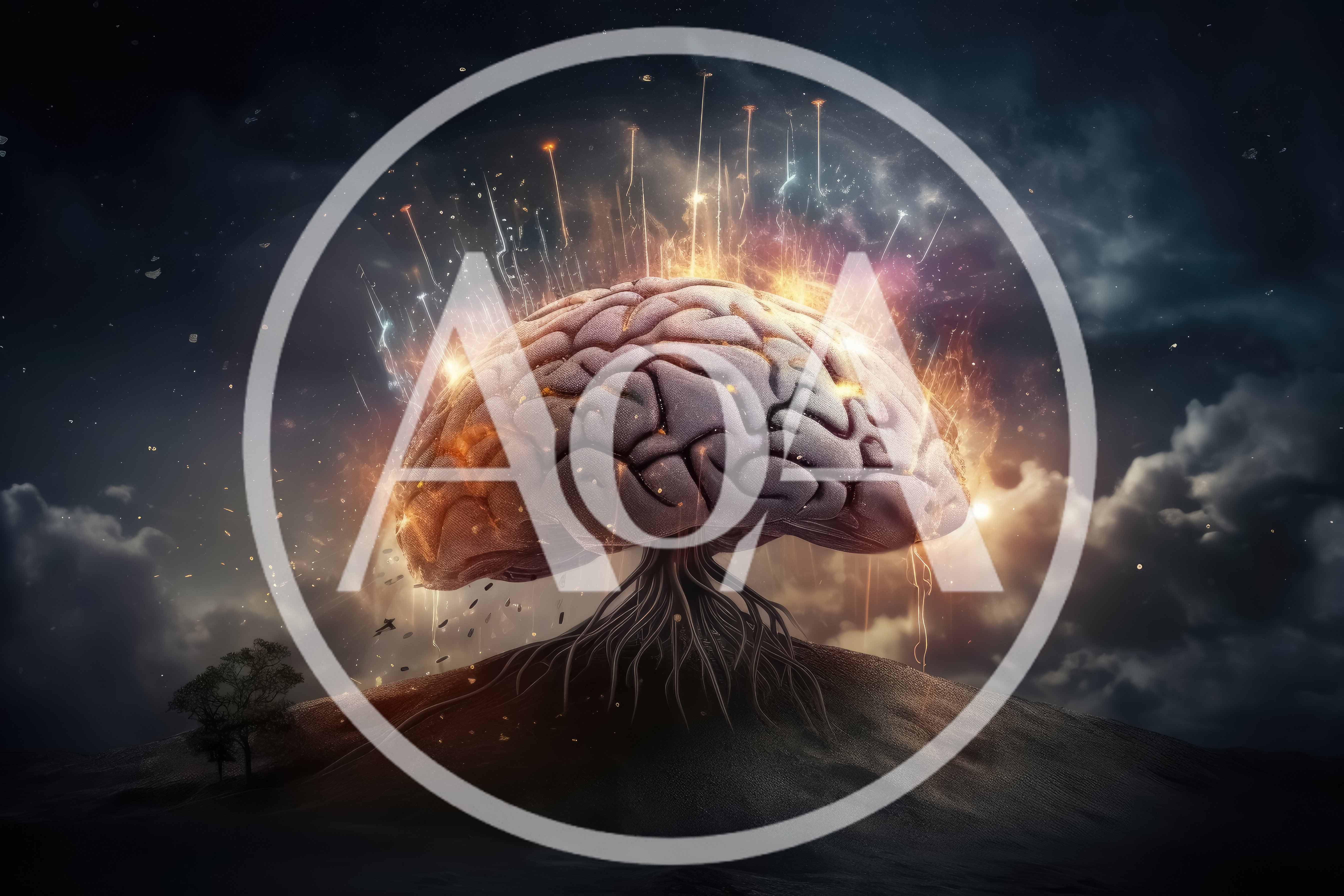 Surreal Brain Tree With Glowing Neural Energy