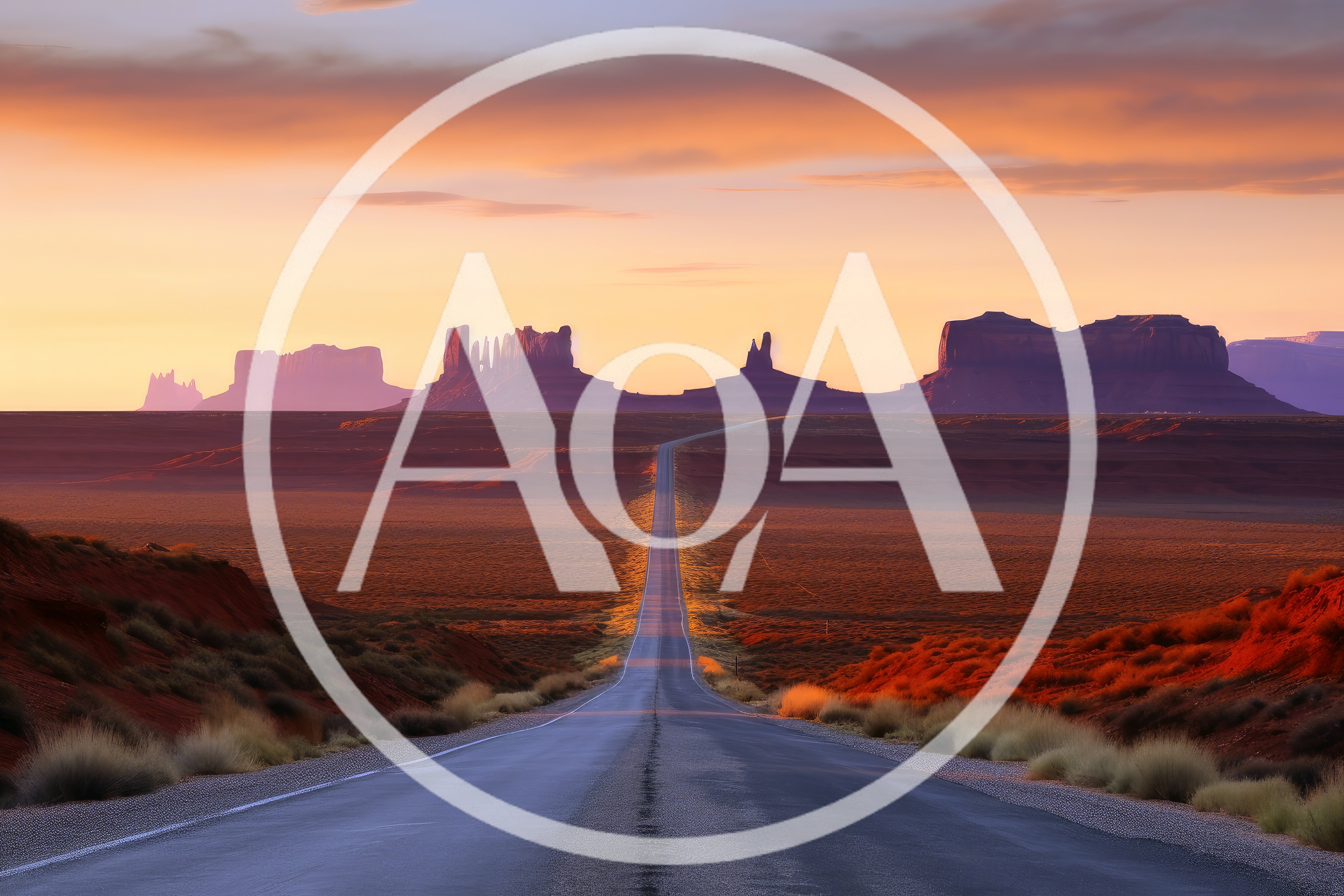 Empty Highway Leading Toward Monument Valley At Sunset