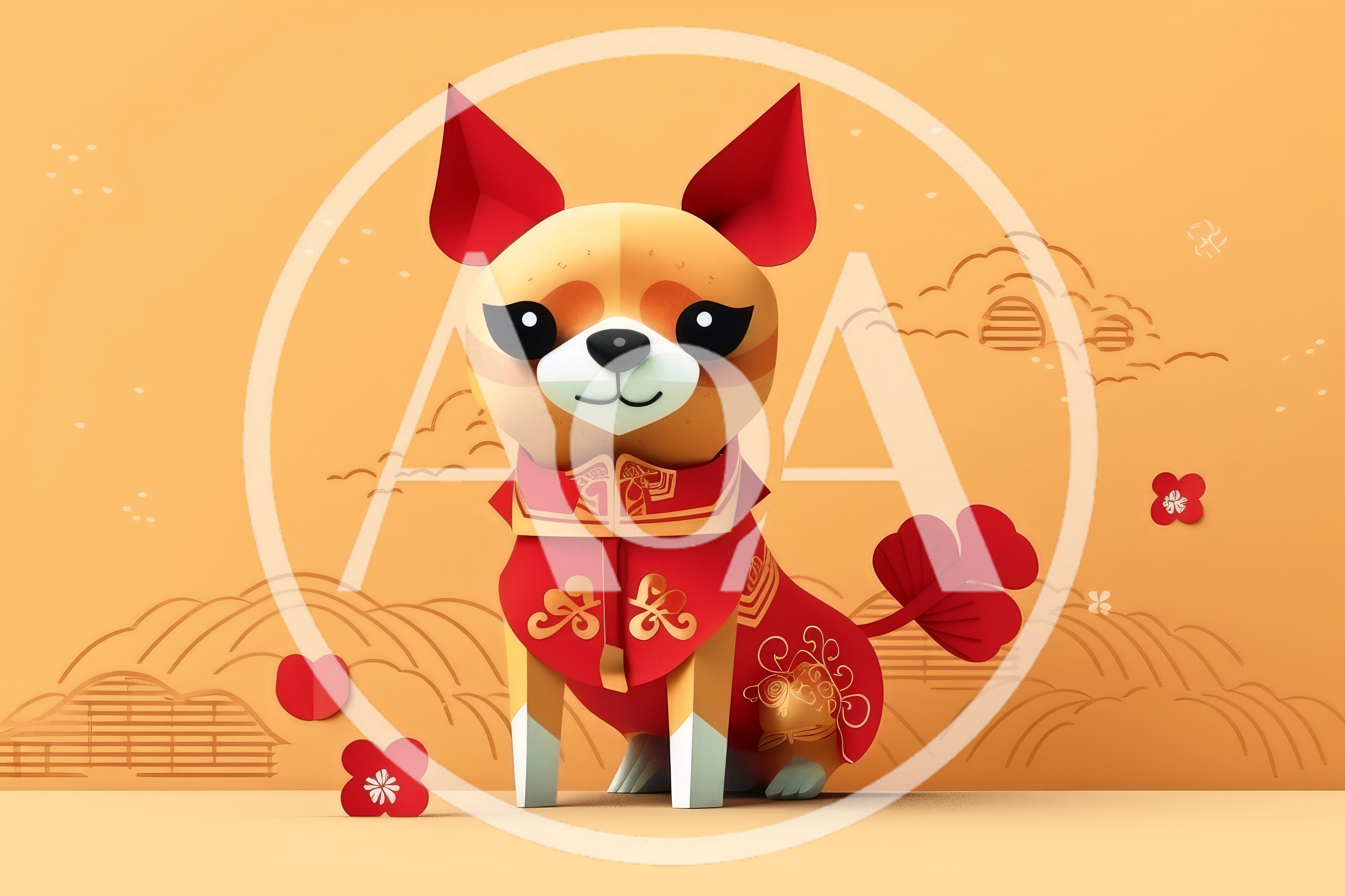 Papercraft Chihuahua Dog In Traditional Chinese Attire
