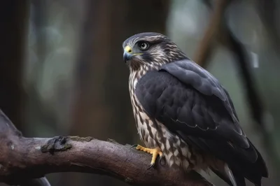 New Zealand Falcon Perched On A Tree Branch