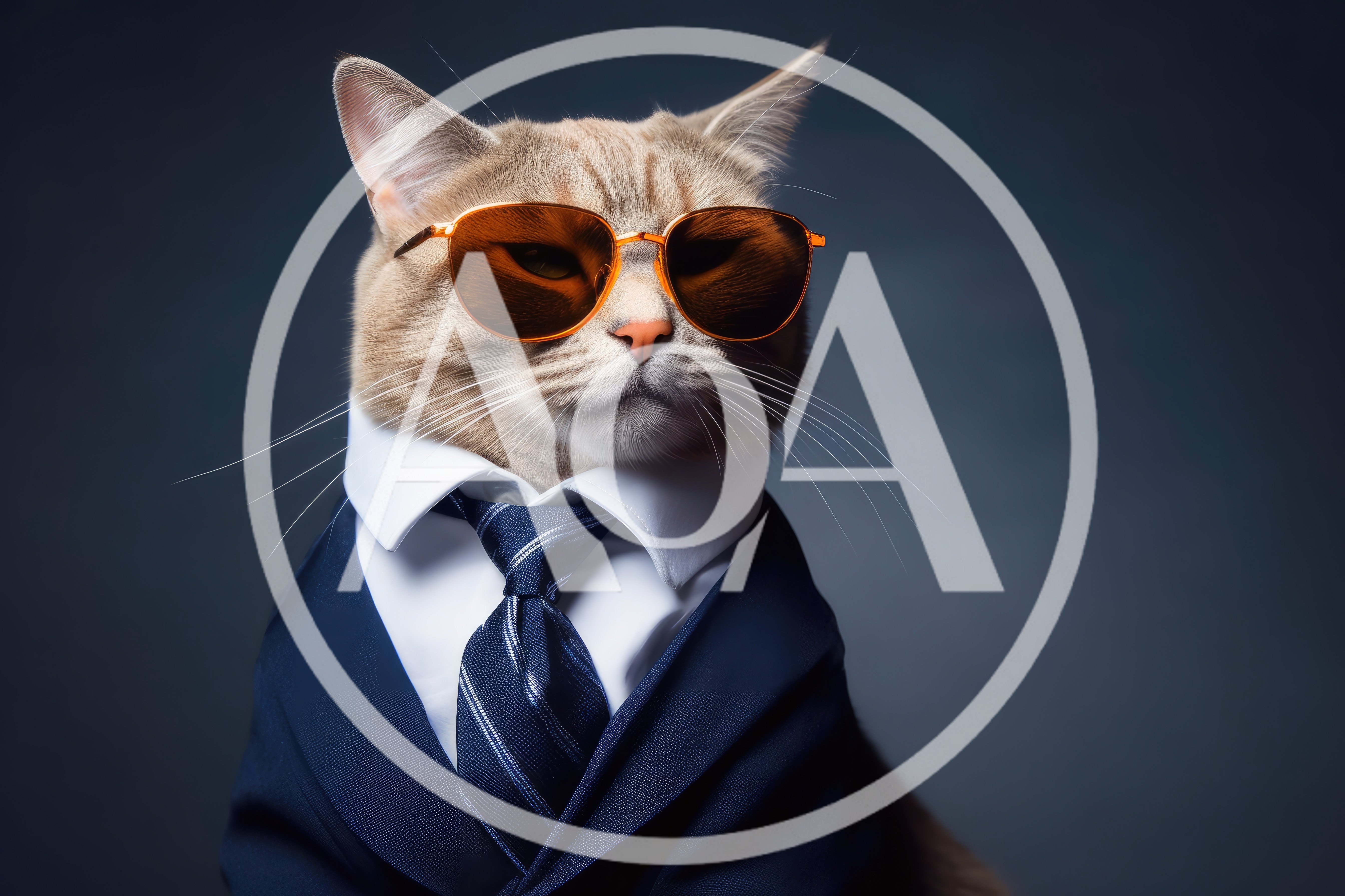 Sophisticated Cat Wearing A Business Suit And Sunglasses