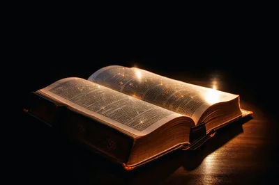 Open Antique Book With Glowing Magical Light