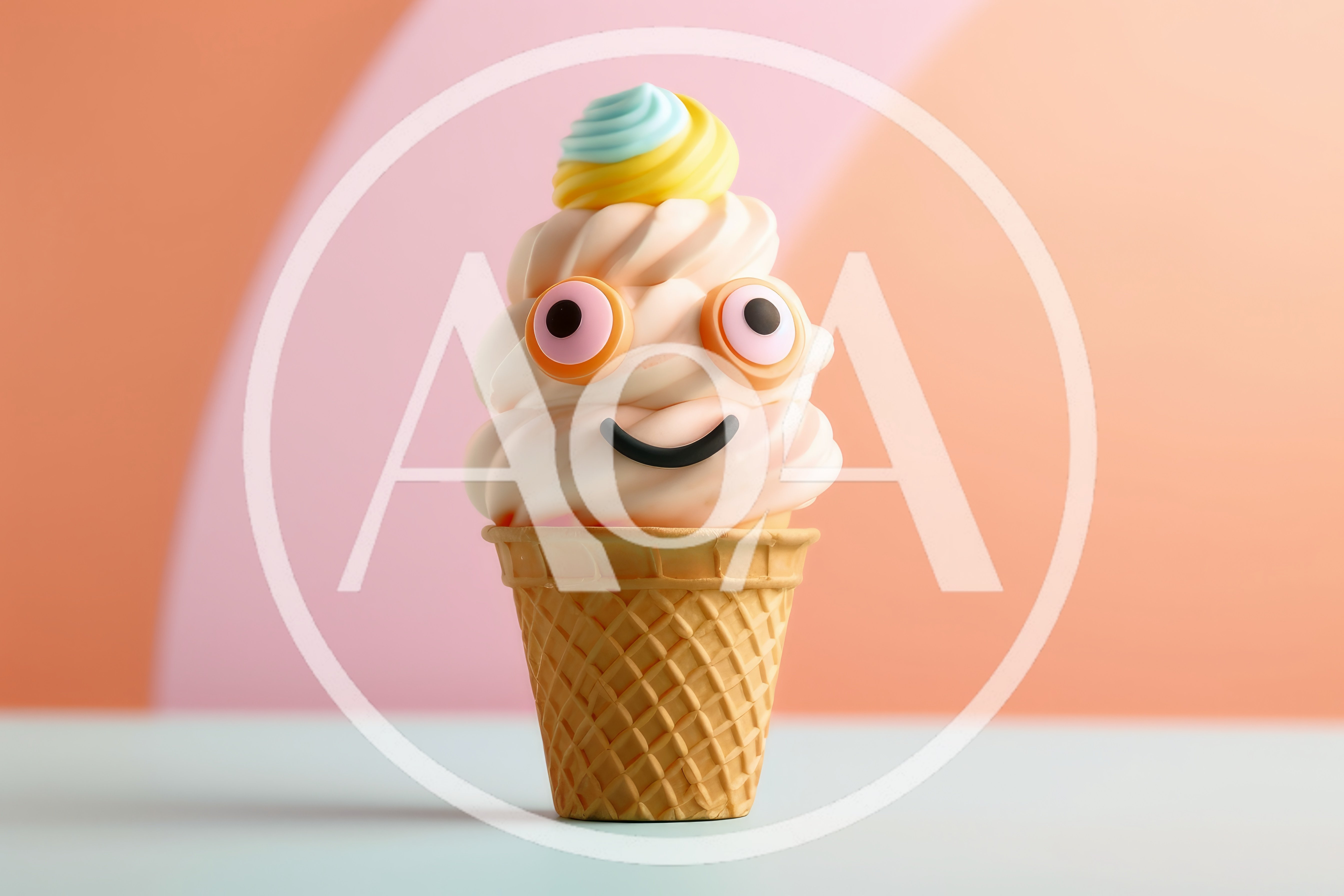 Cute Cartoon Ice Cream Cone With Googly Eyes