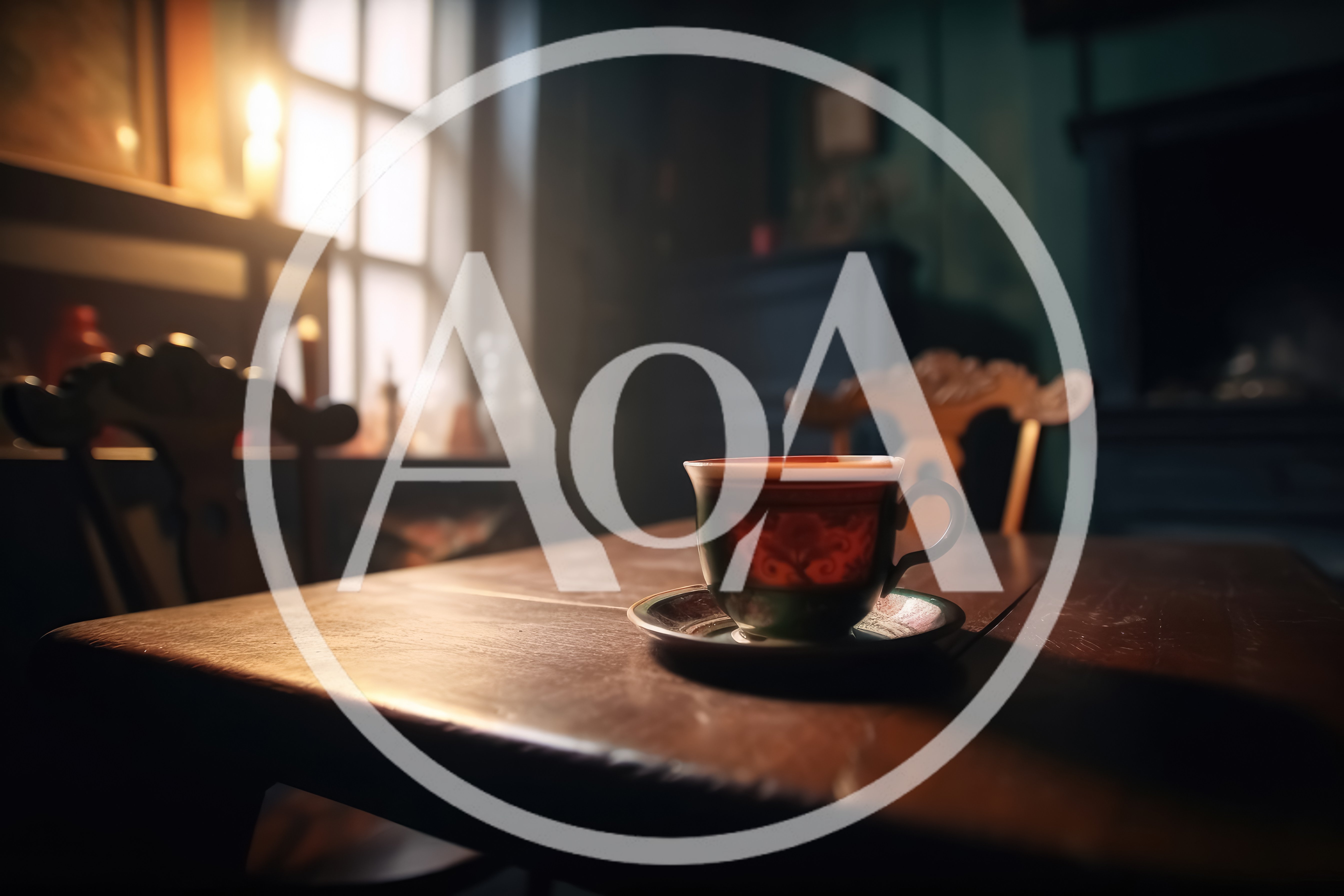 Vintage Teacup On A Wooden Table In Dimly Lit Room