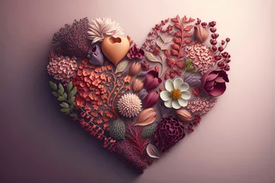 Heart Shape Composition Made Of Assorted Flowers