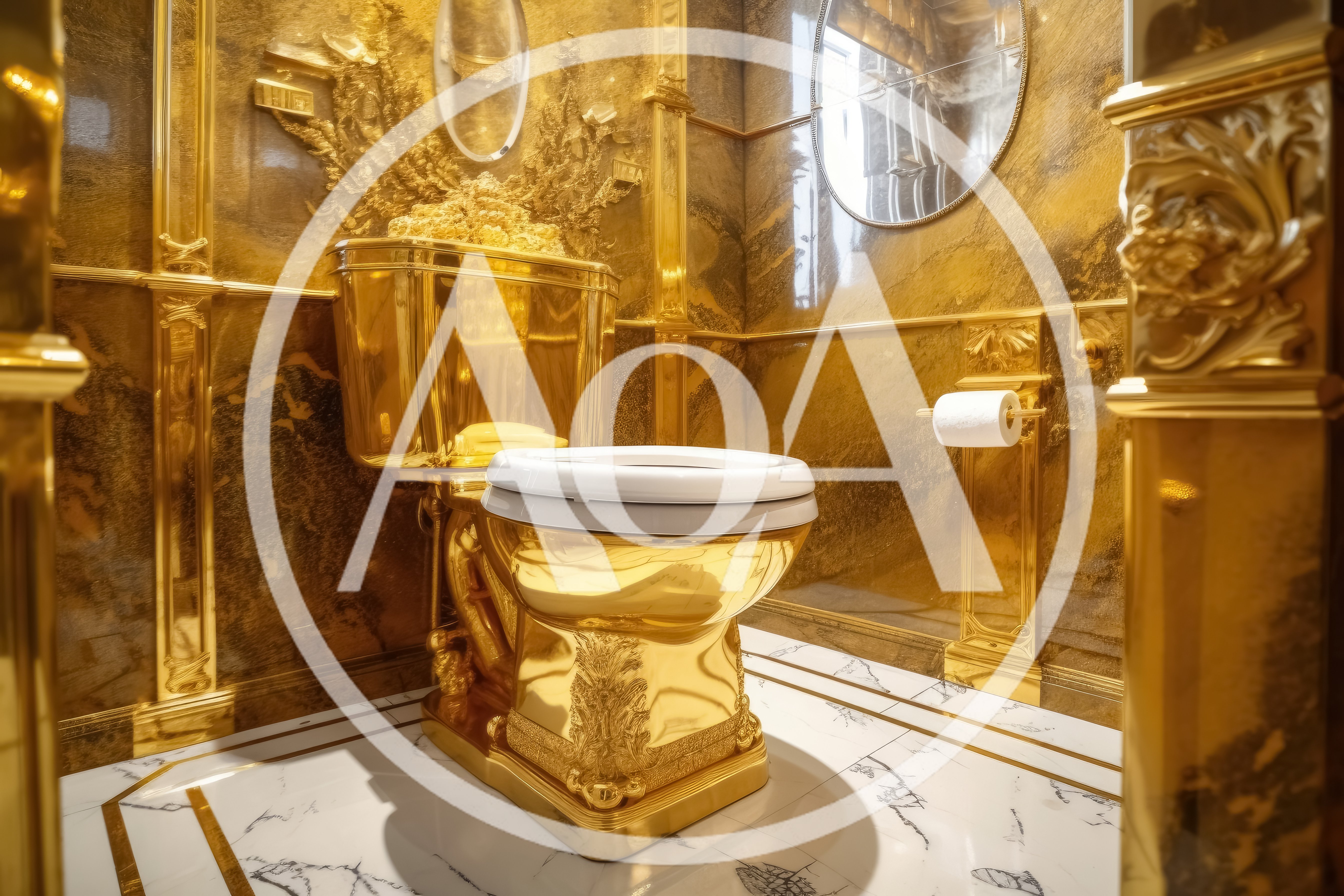 Luxurious Gold Toilet in Opulent Marble Bathroom