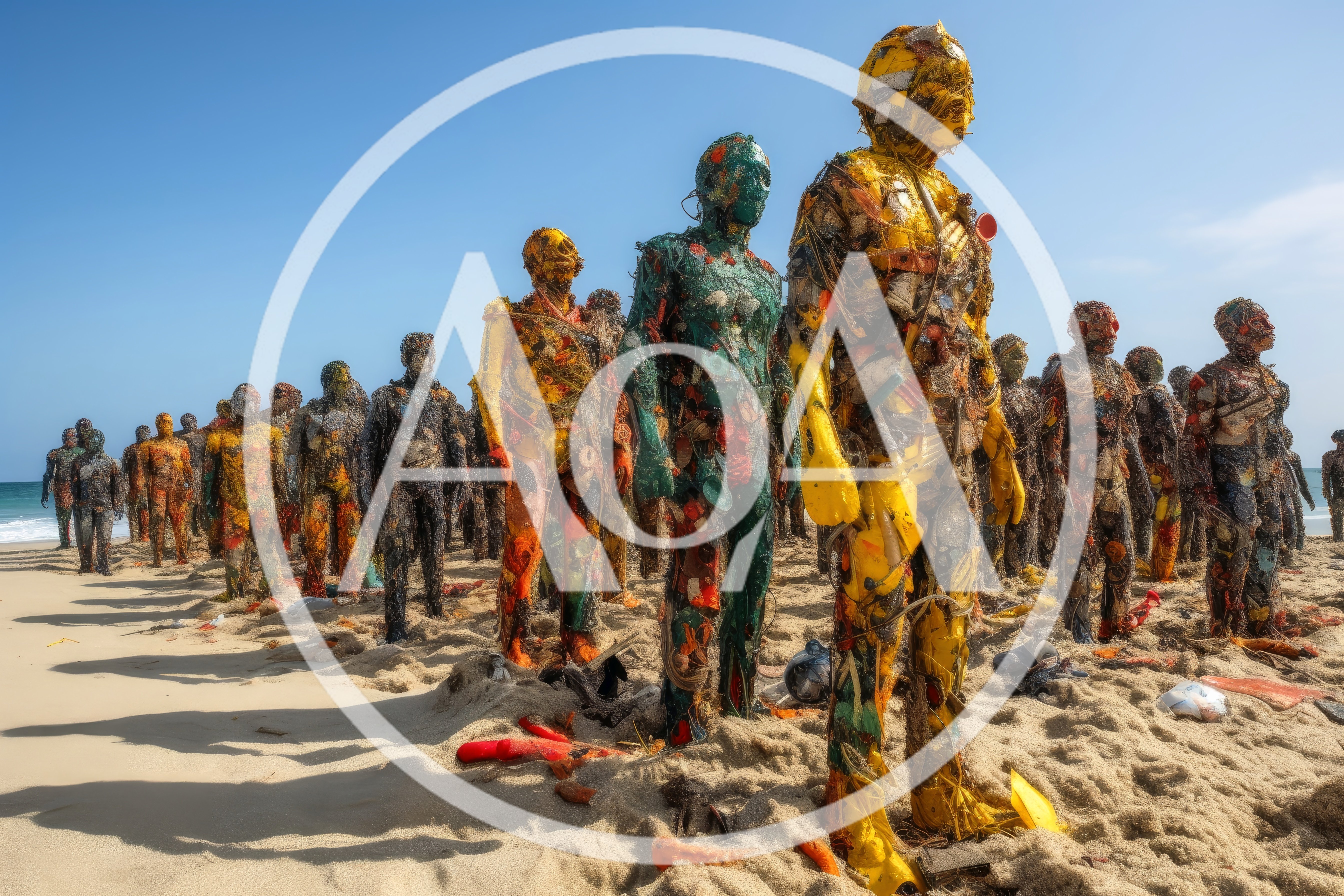 Artistic Sculptures Made From Ocean Plastic Waste On Beach