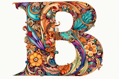 Ornate Floral Letter B Typography Design