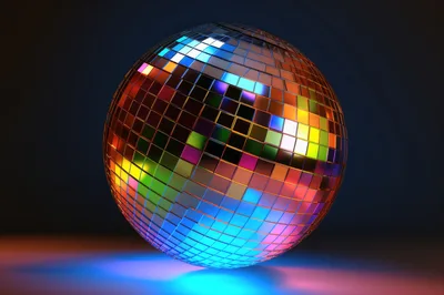 Glowing Multi Colored Disco Ball Reflecting Light