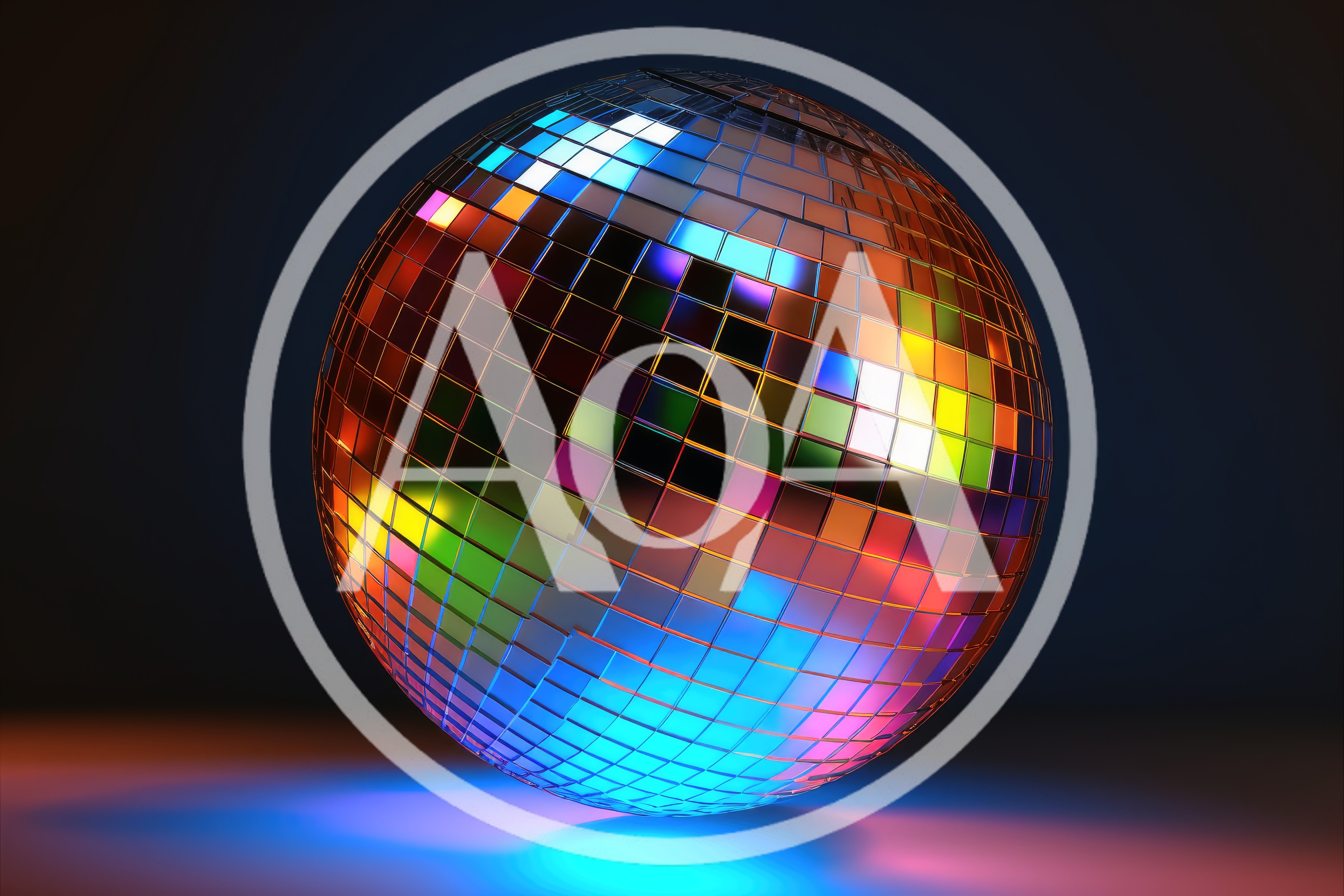 Glowing Multi Colored Disco Ball Reflecting Light