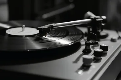 Close Up Of A Vintage Vinyl Record Player