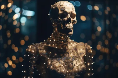 Illuminated Skeleton Mannequin With Fairy Lights