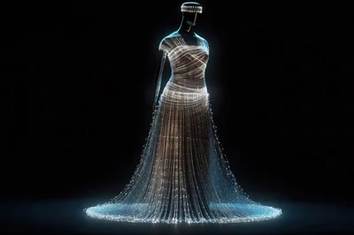 Futuristic Glowing Fiber Optic Evening Gown