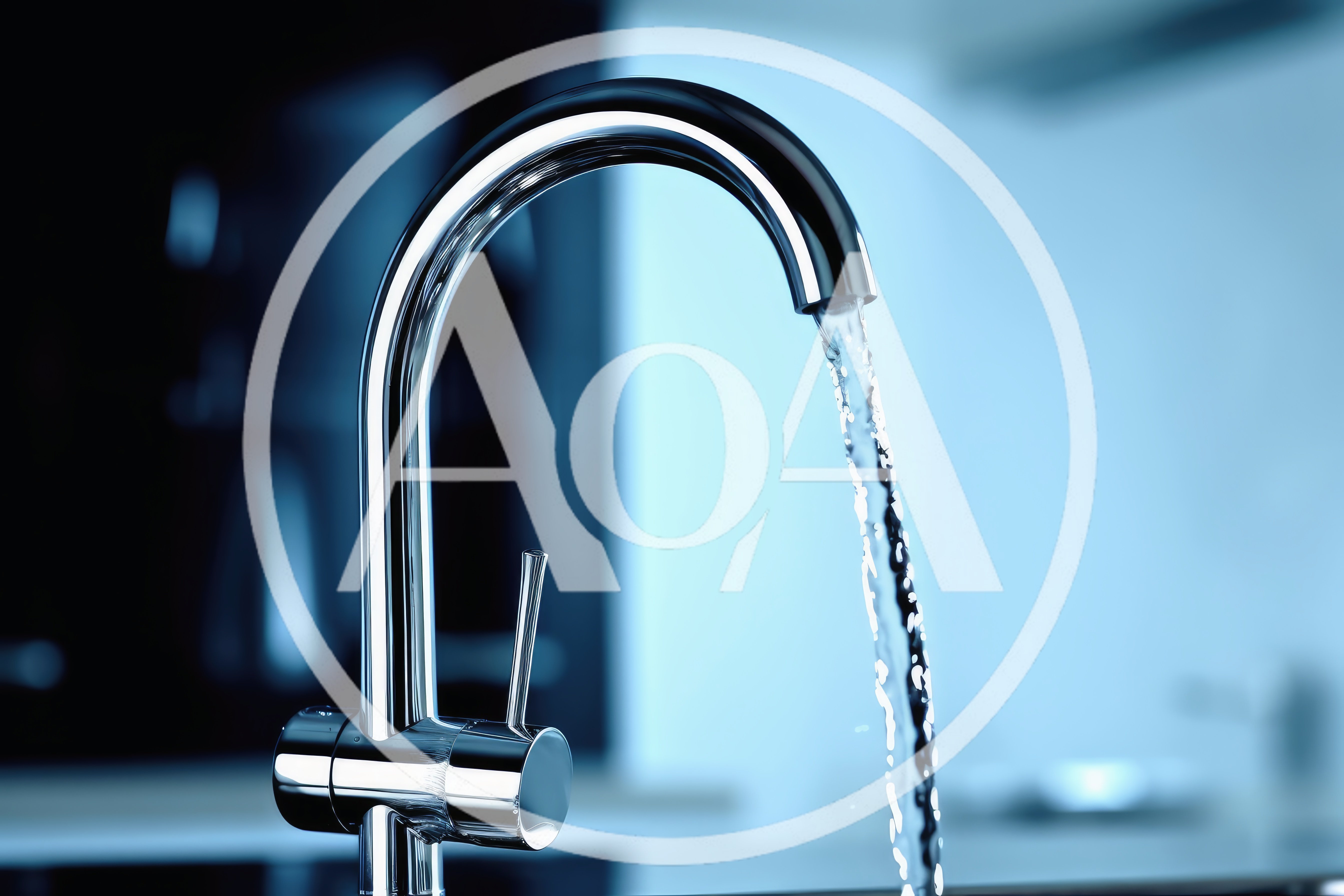 Chrome Kitchen Faucet With Running Water Stream