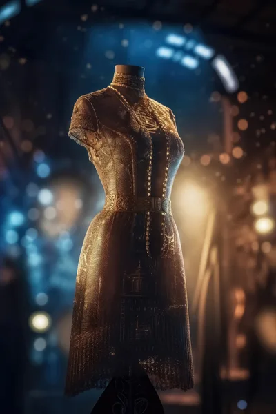 Elegant Metallic Dress On A Mannequin