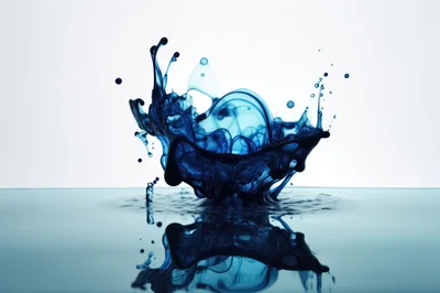 Blue Ink Splash Creating Crown Shape In Water