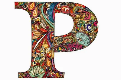 Ornate Decorative Letter P With Intricate Floral Patterns