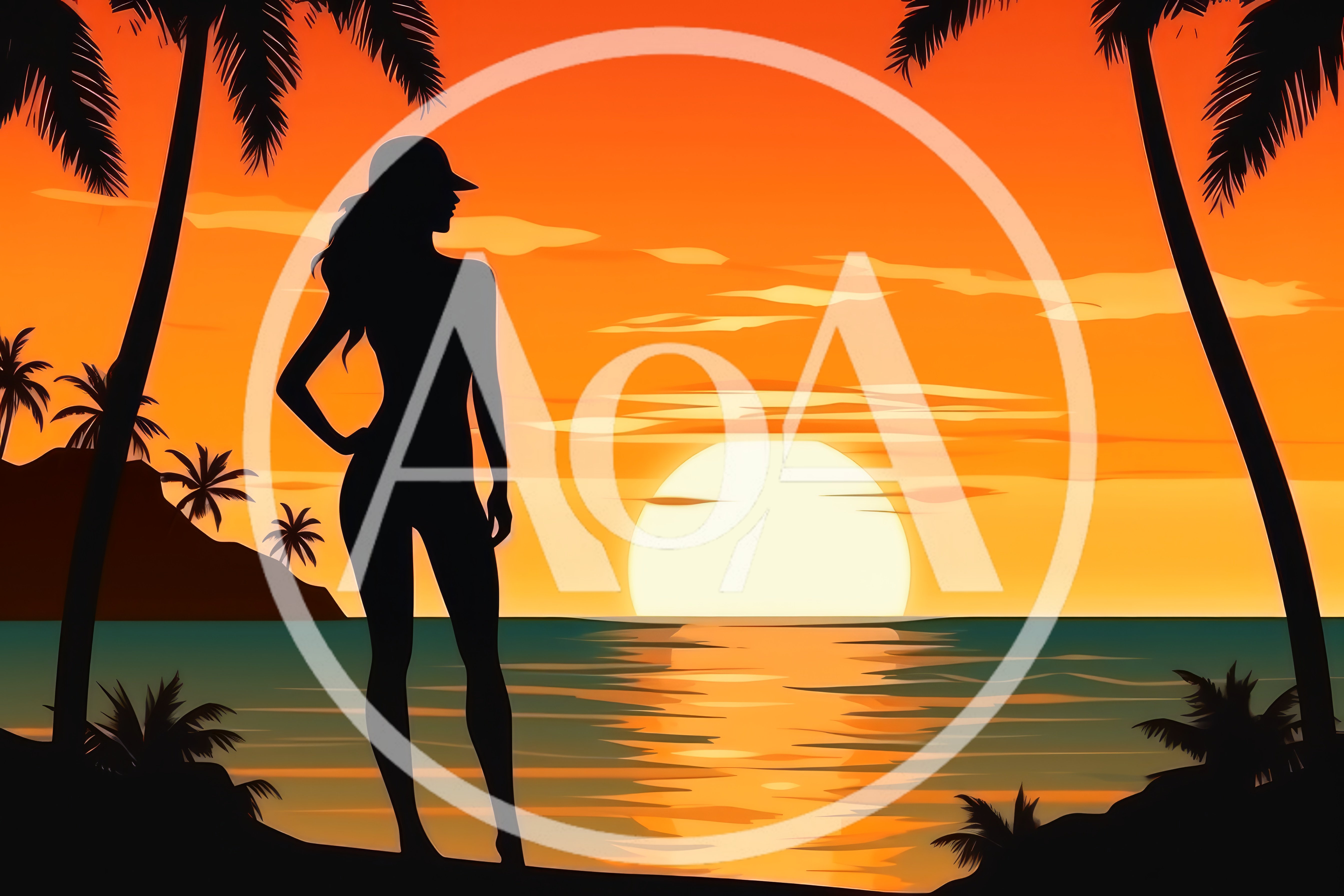 Silhouette Of A Woman Standing On A Tropical Beach