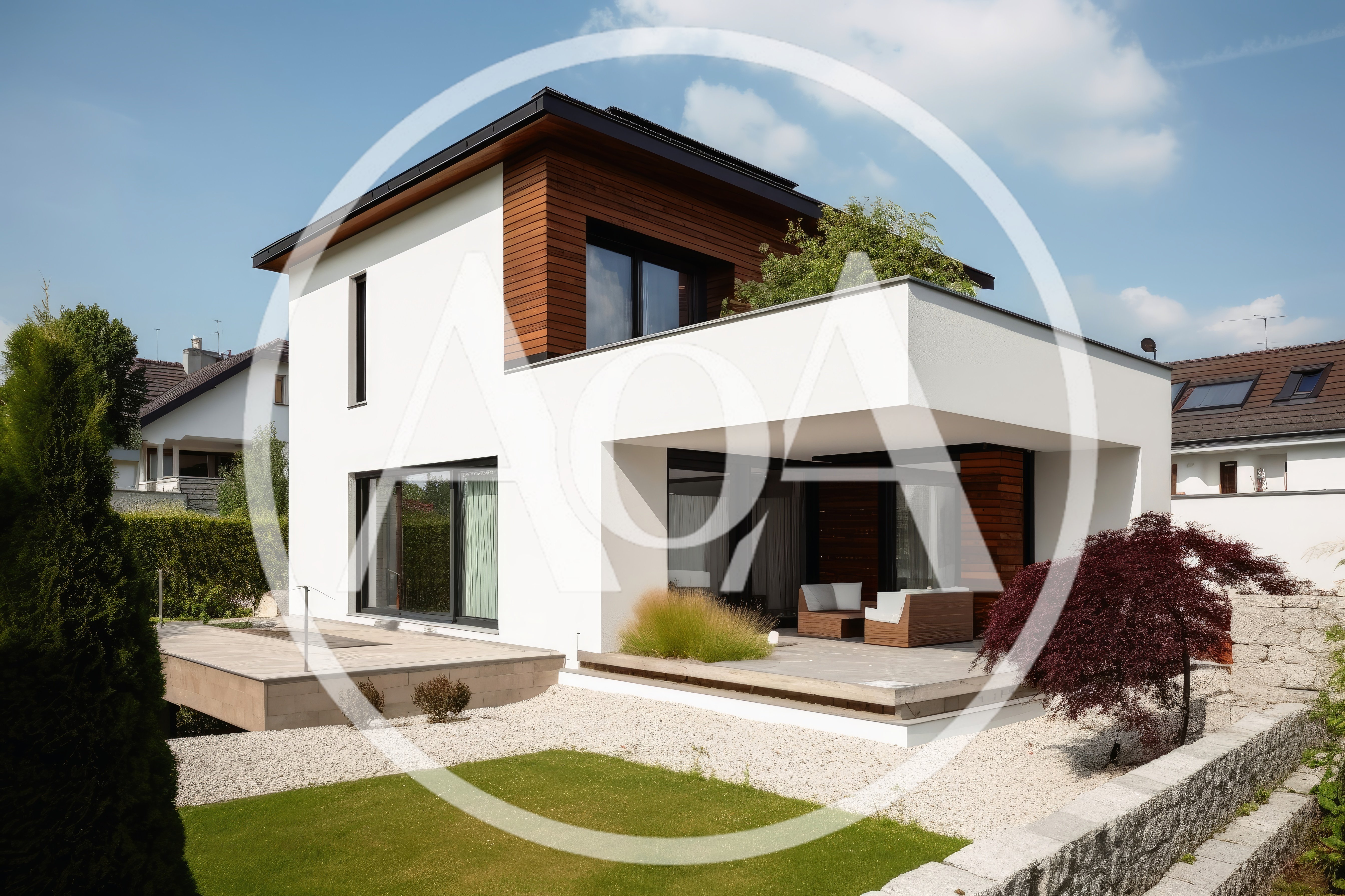 Modern Two Story Residential House With Patio