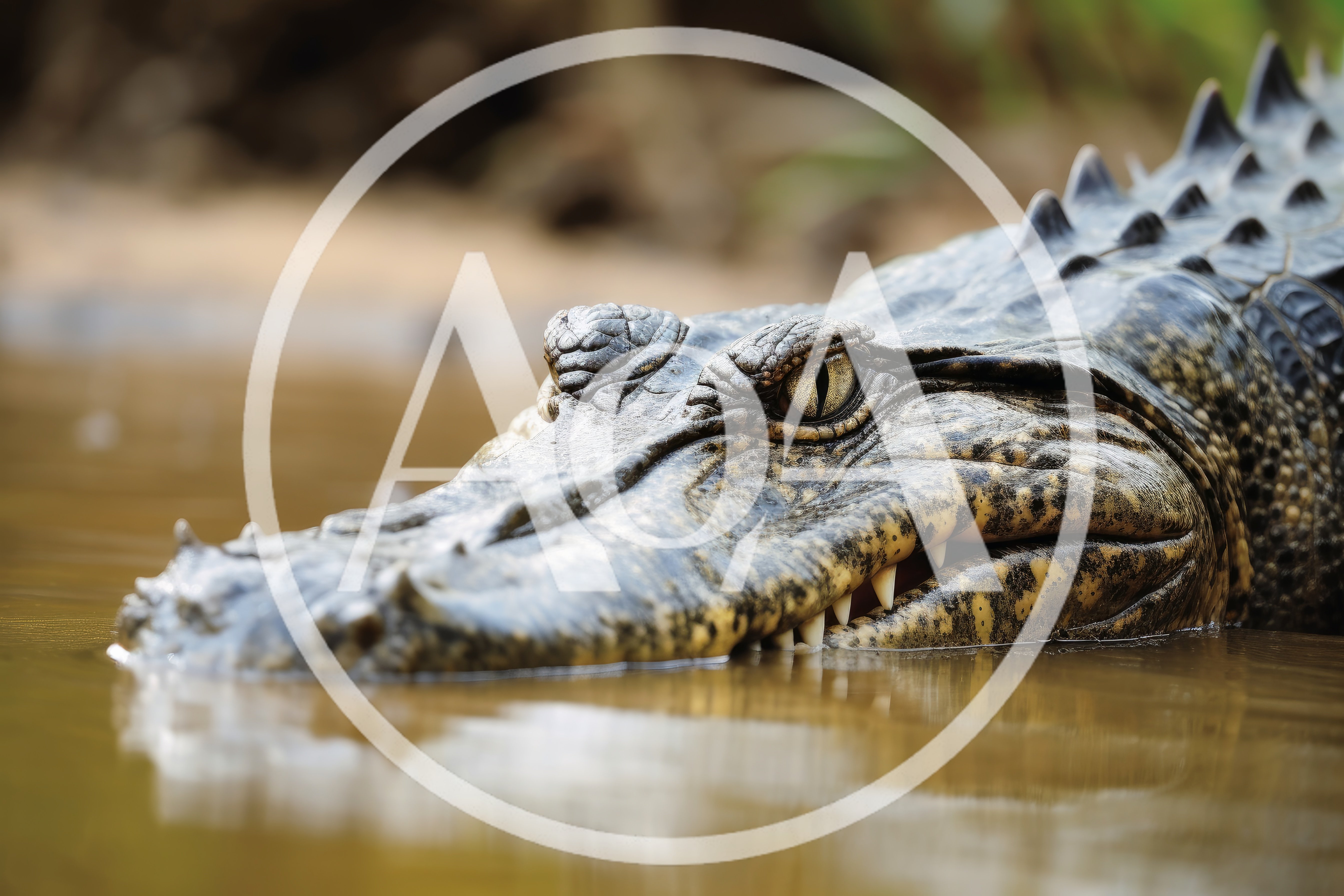 Close Up Of A Crocodile Head In Water