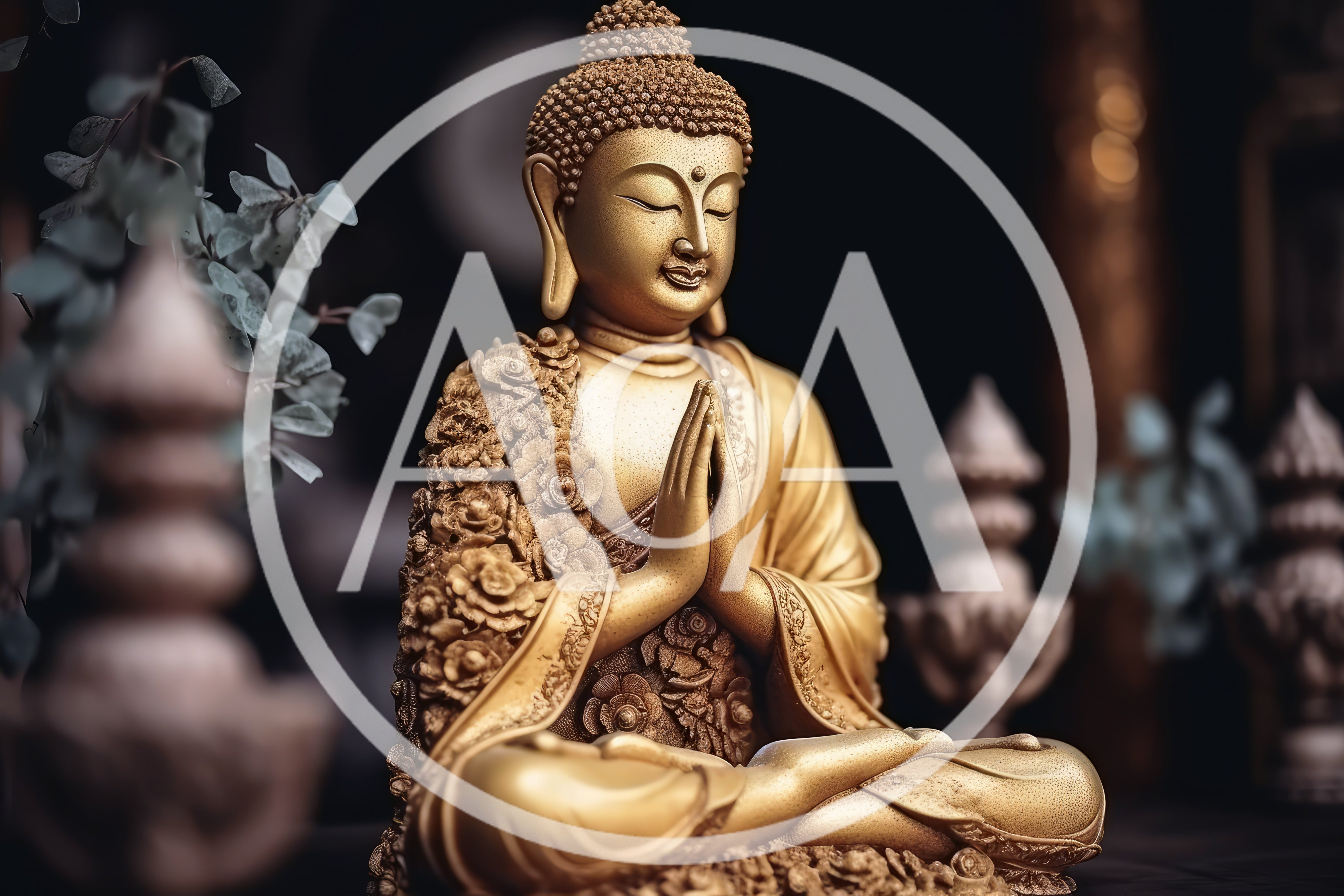 Golden Buddha Statue In Meditative Prayer Pose