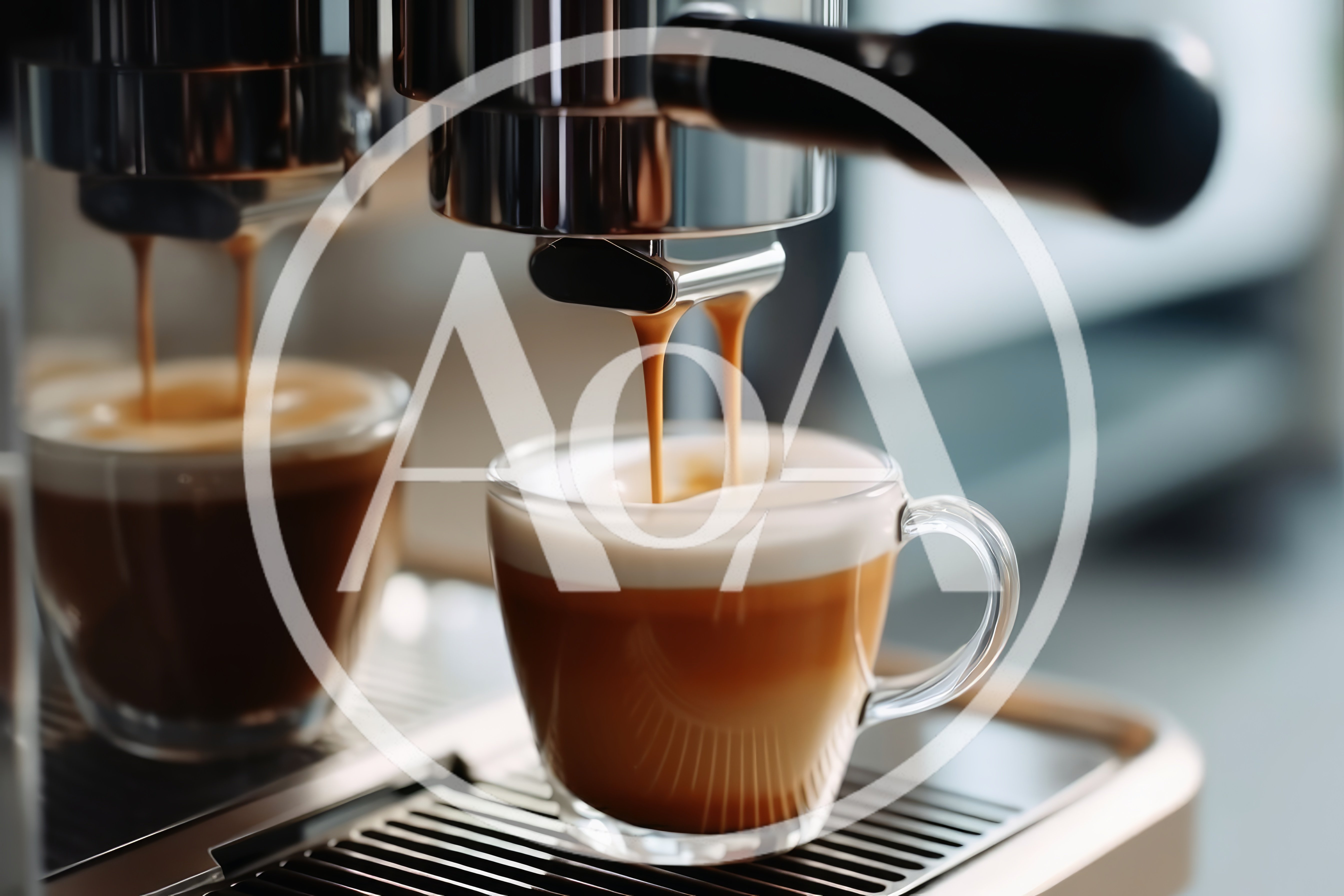 Espresso Machine Pouring Coffee Into Glass Cups