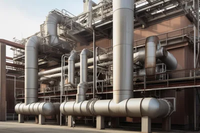 Industrial Chemical Plant Infrastructure With Complex Piping Systems