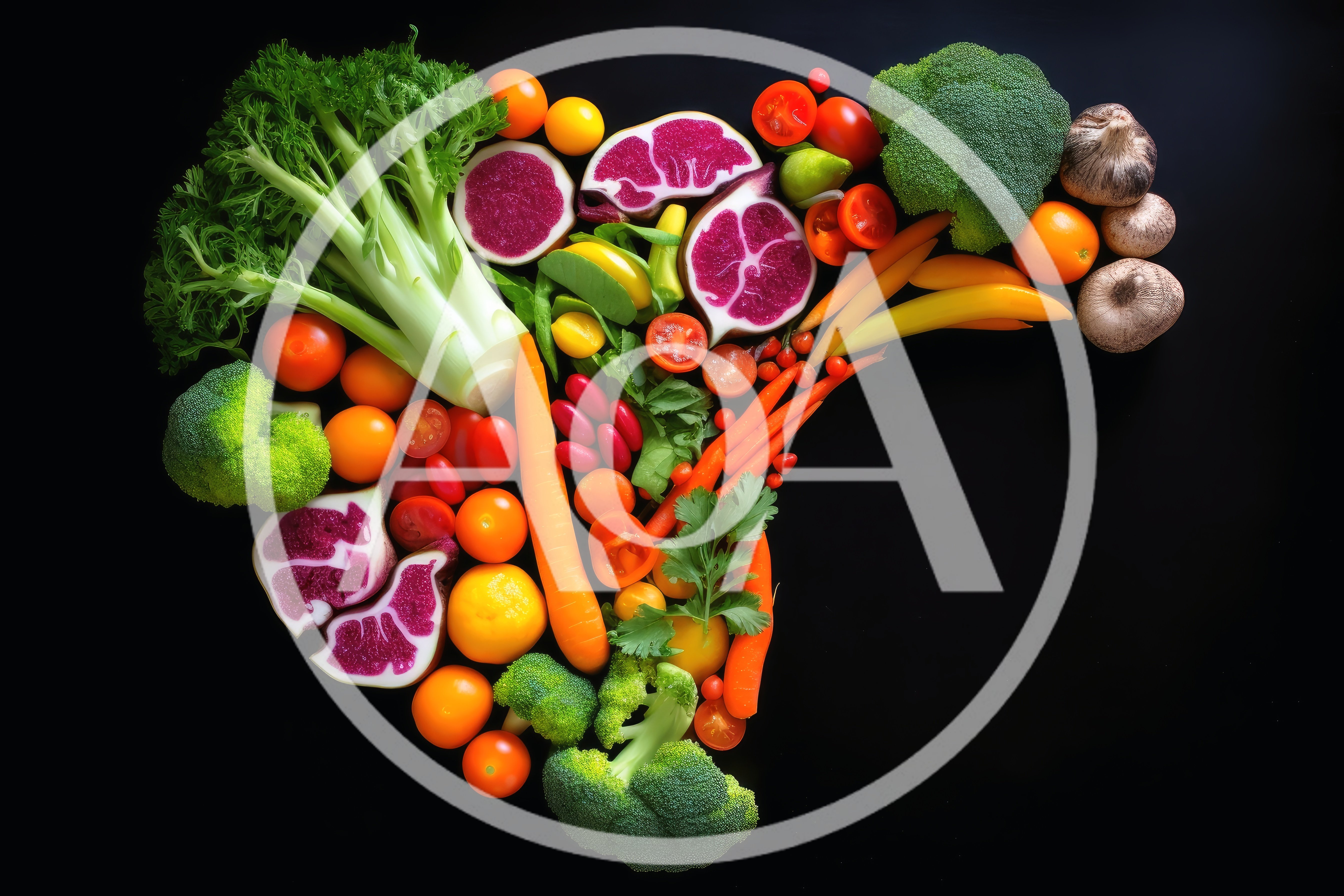 Fresh Assorted Vegetables Arranged On Black Background