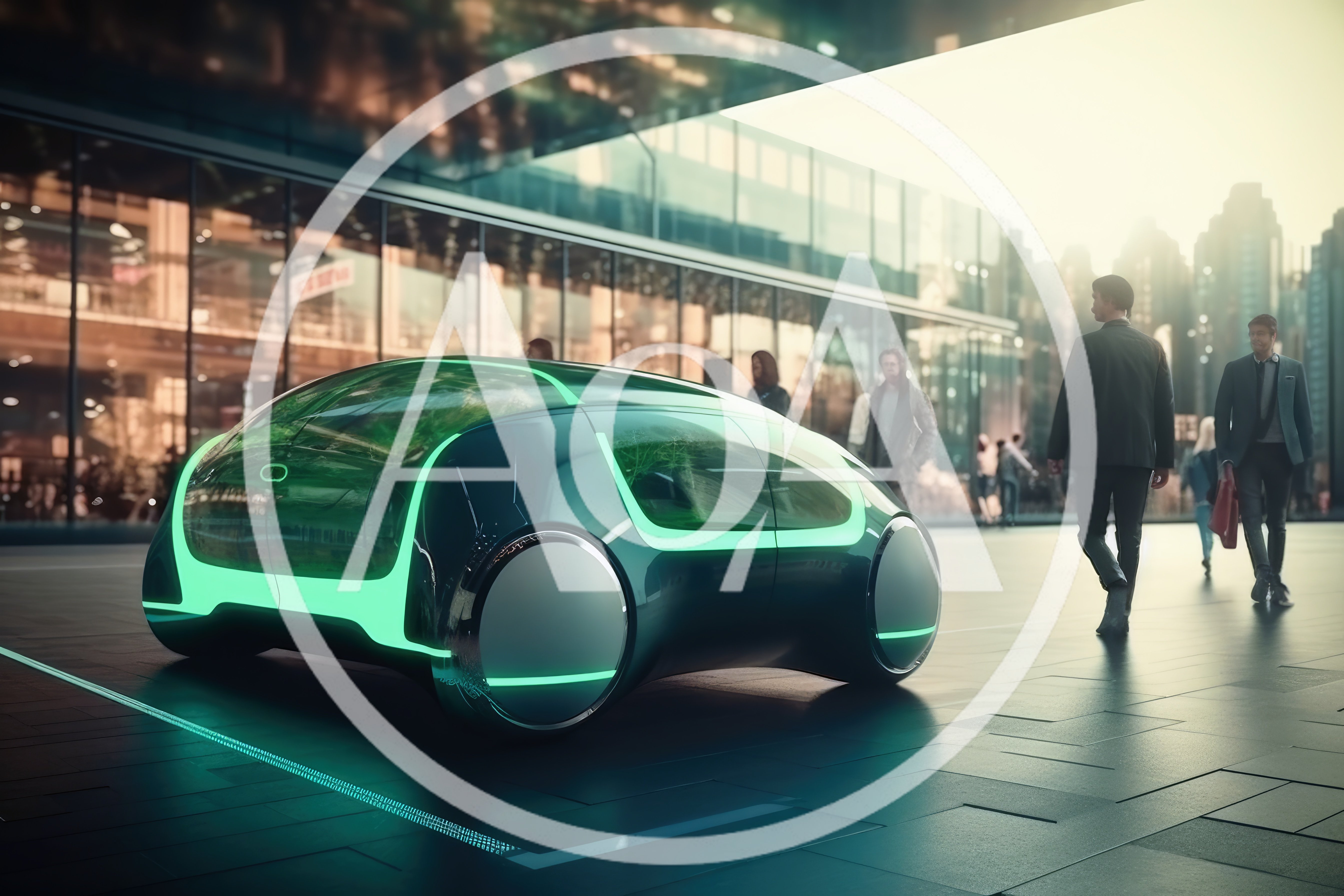 Futuristic Autonomous Electric Vehicle In Modern City