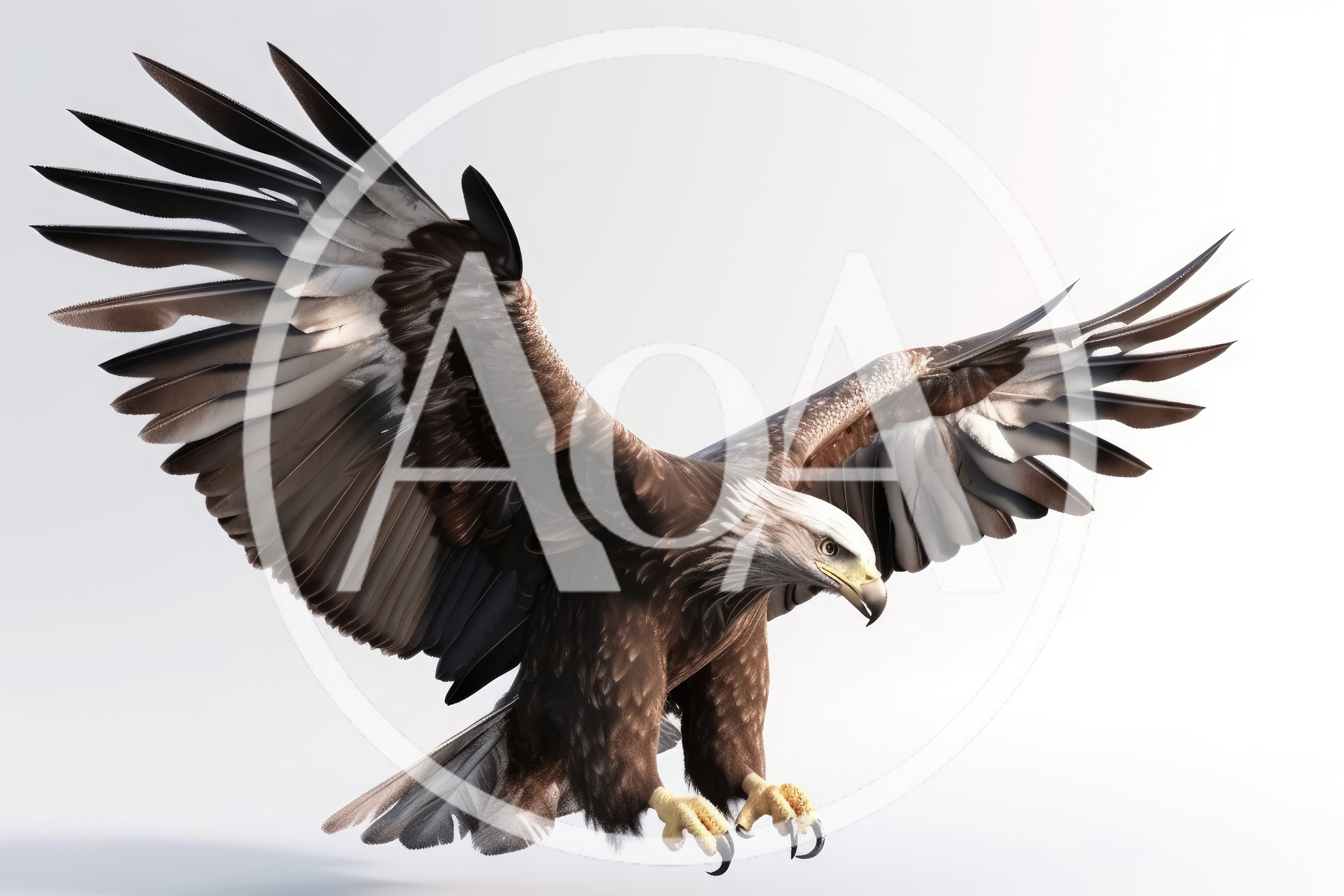 Majestic Bald Eagle In Flight With Wings Spread