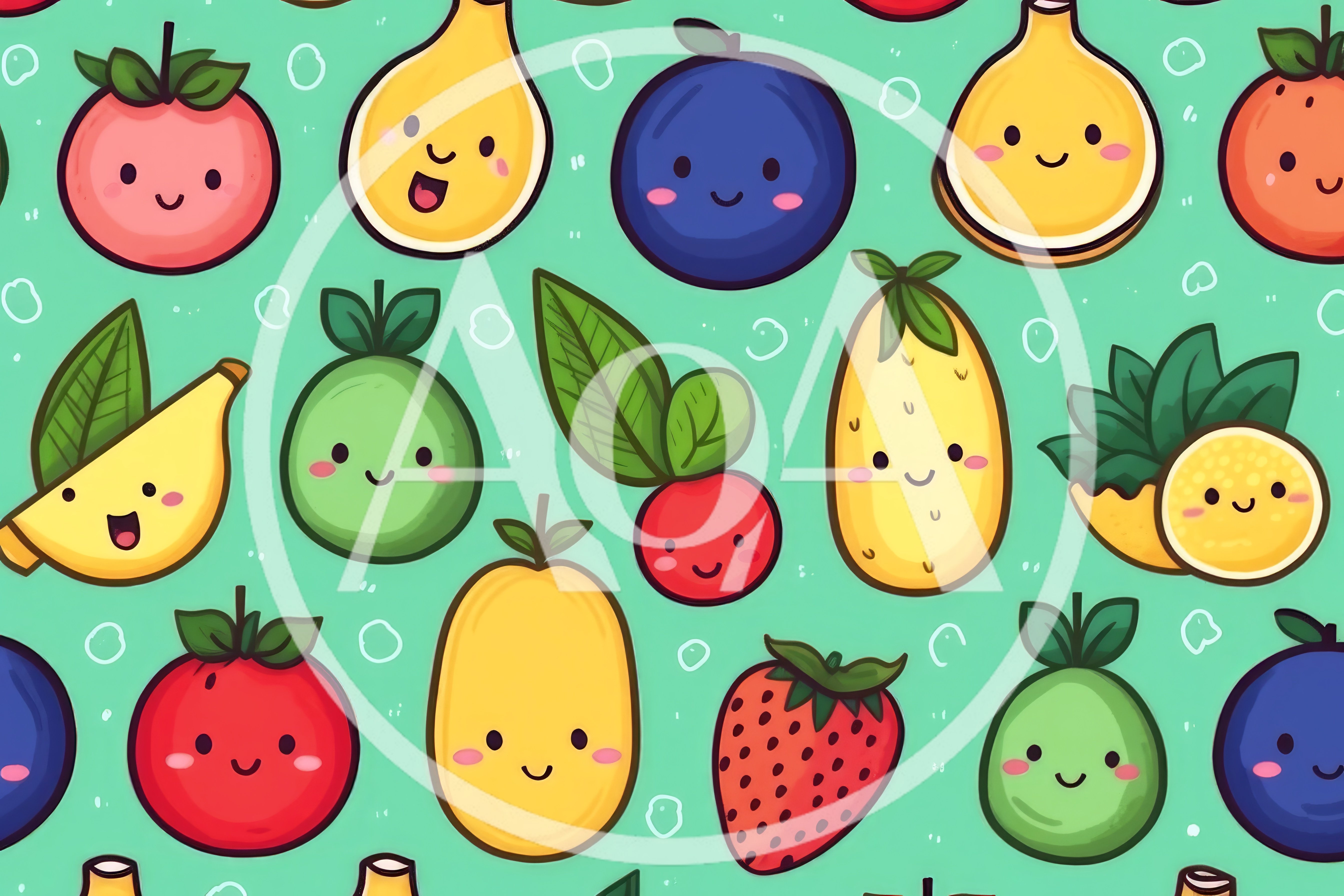Cute Kawaii Fruit Pattern Background