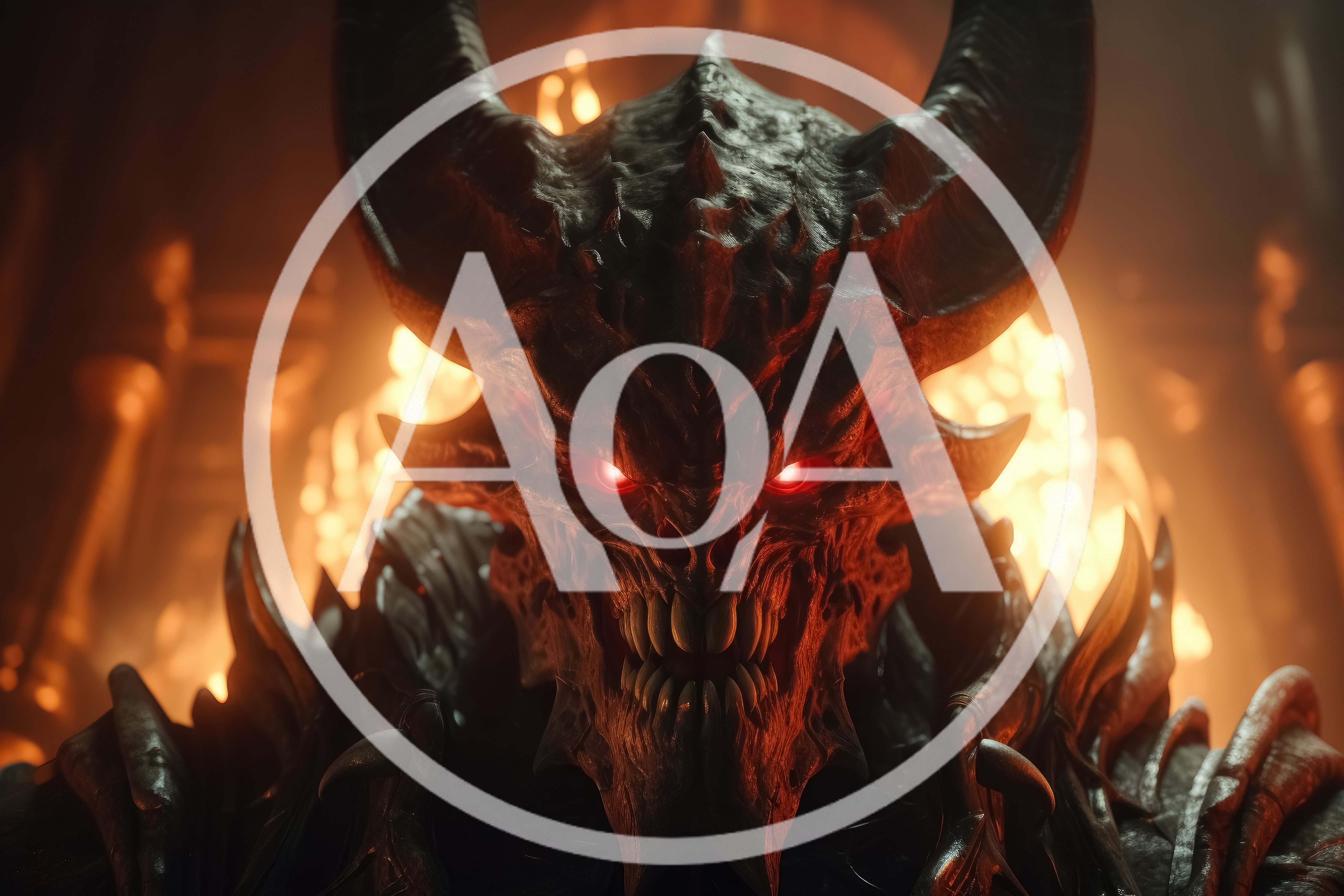 Menacing Demon Warrior With Glowing Red Eyes