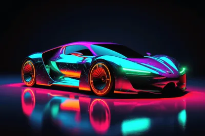 Futuristic Neon Sports Car Concept