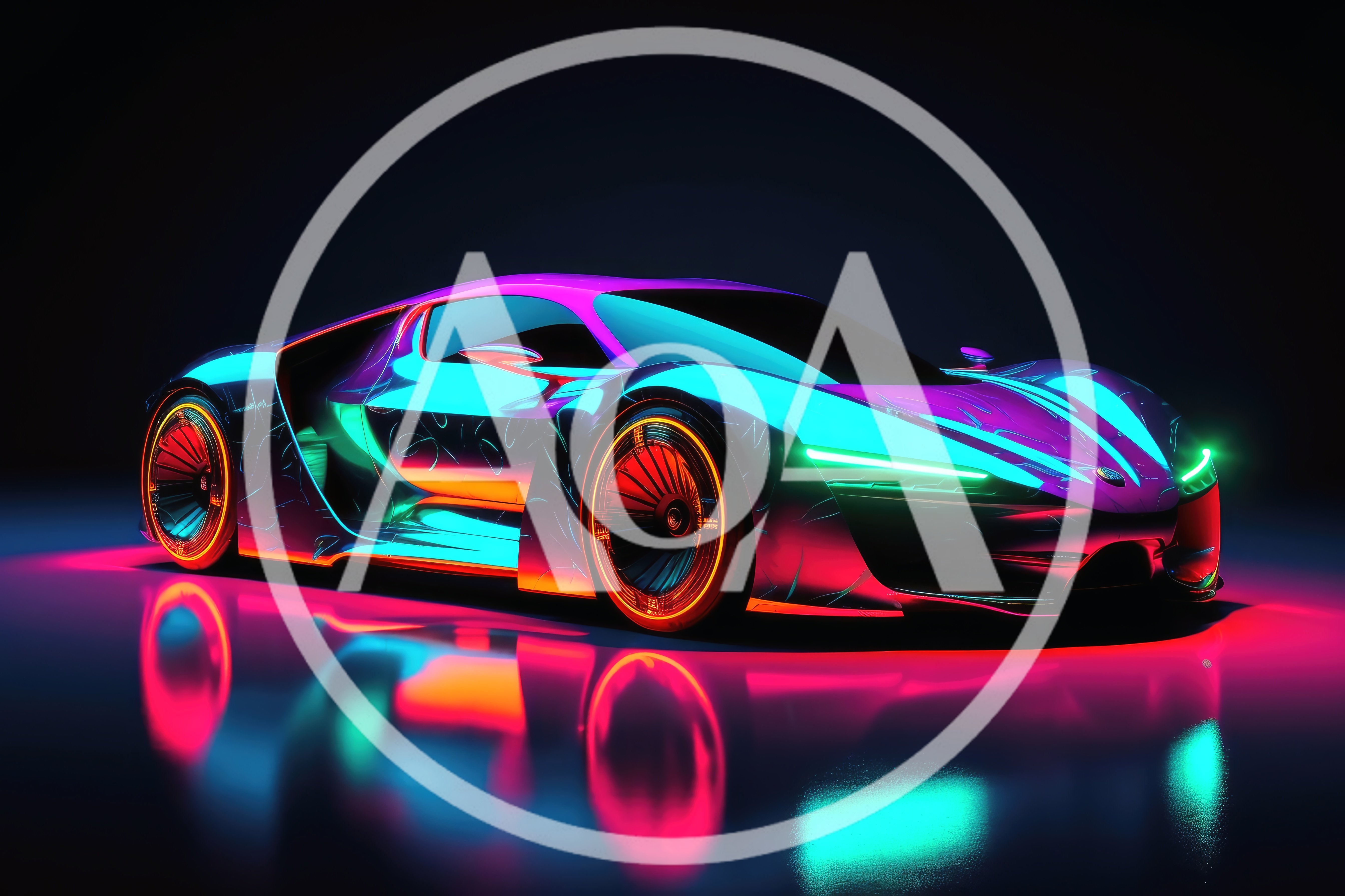 Futuristic Neon Sports Car Concept