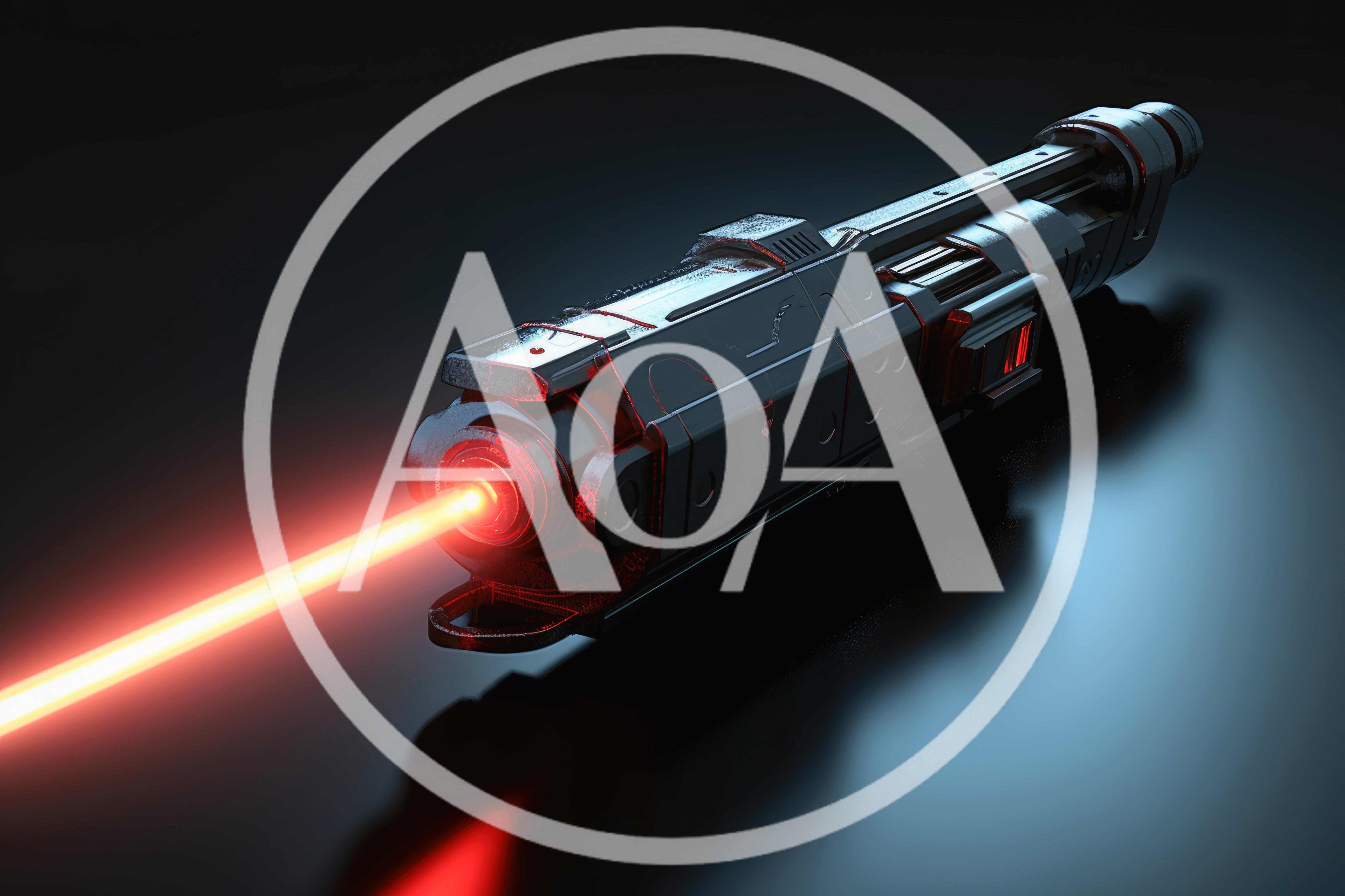 Futuristic Sci-Fi Laser Weapon Emitting Red Beam