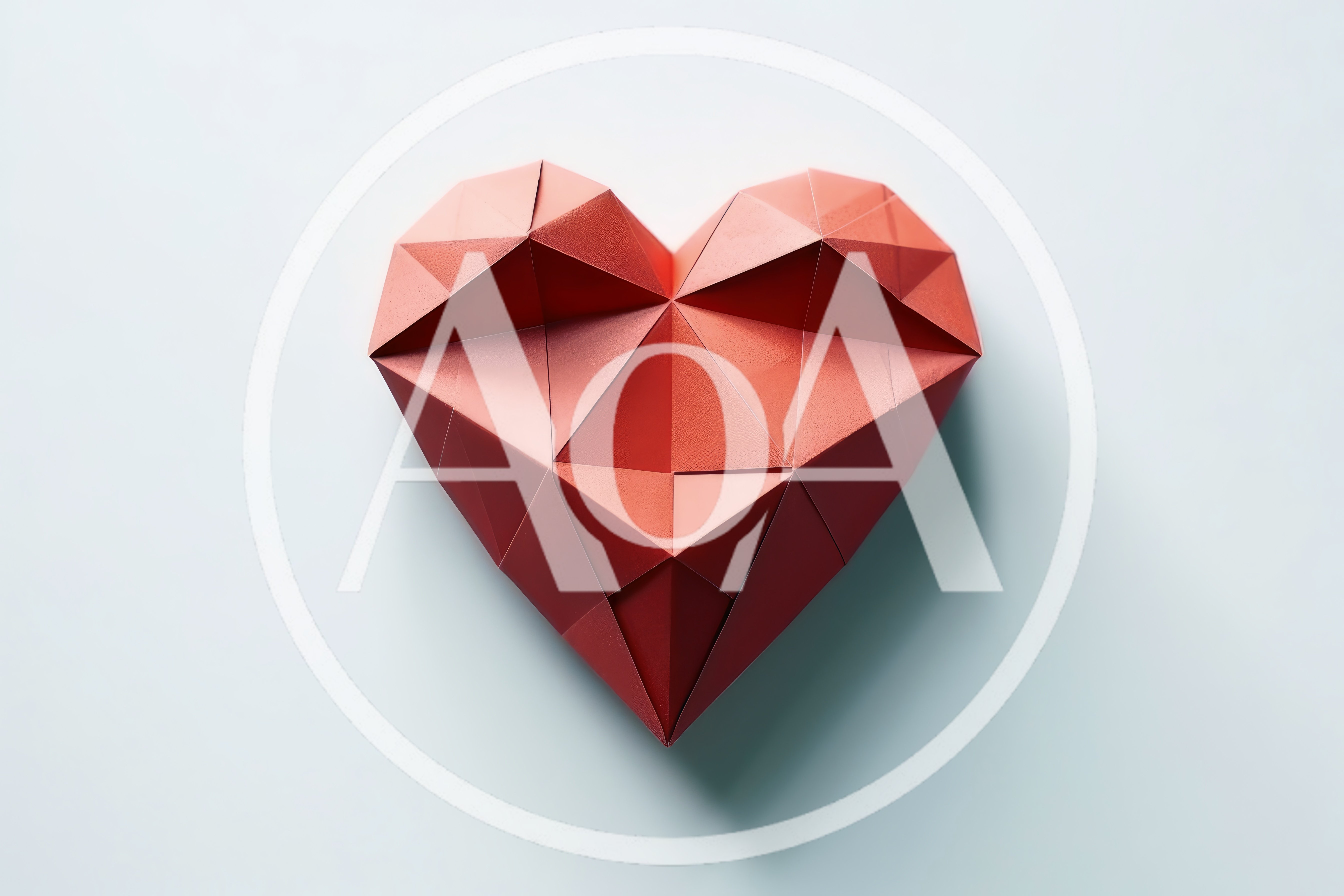 Geometric Red Paper Heart On White Background
