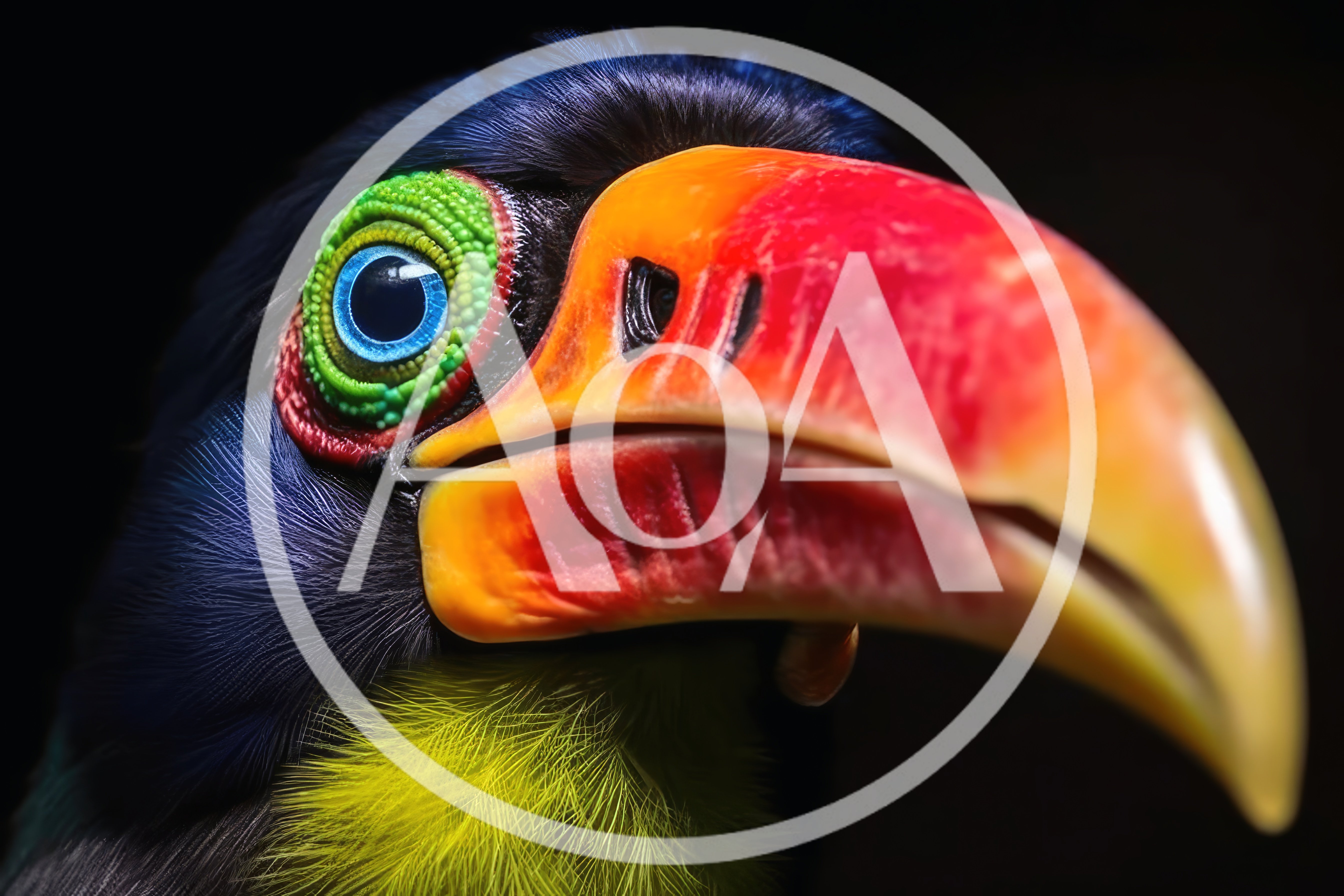 Close Up Portrait Of A Colorful Toucan
