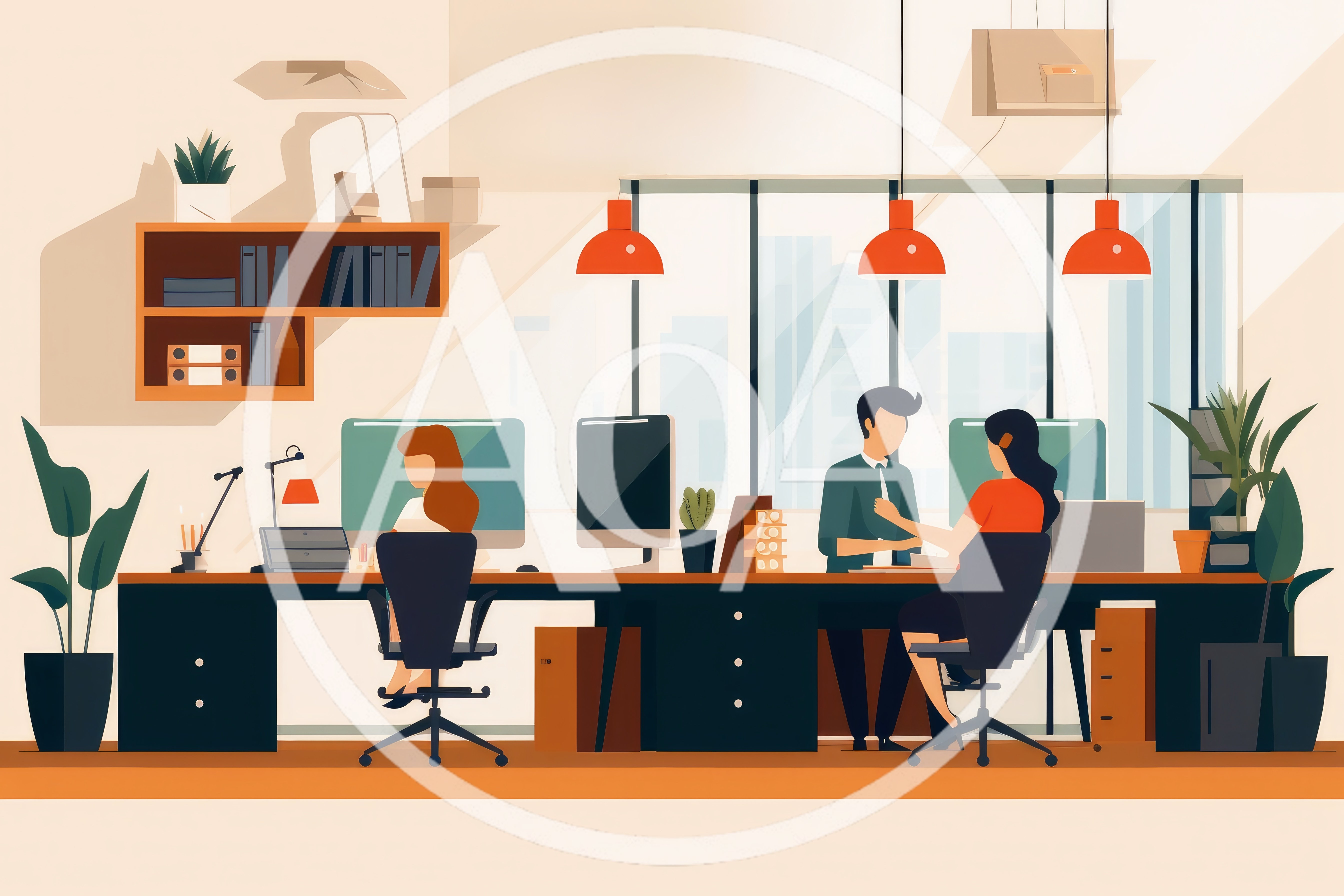 Colleagues Collaborating In A Modern Open Plan Office